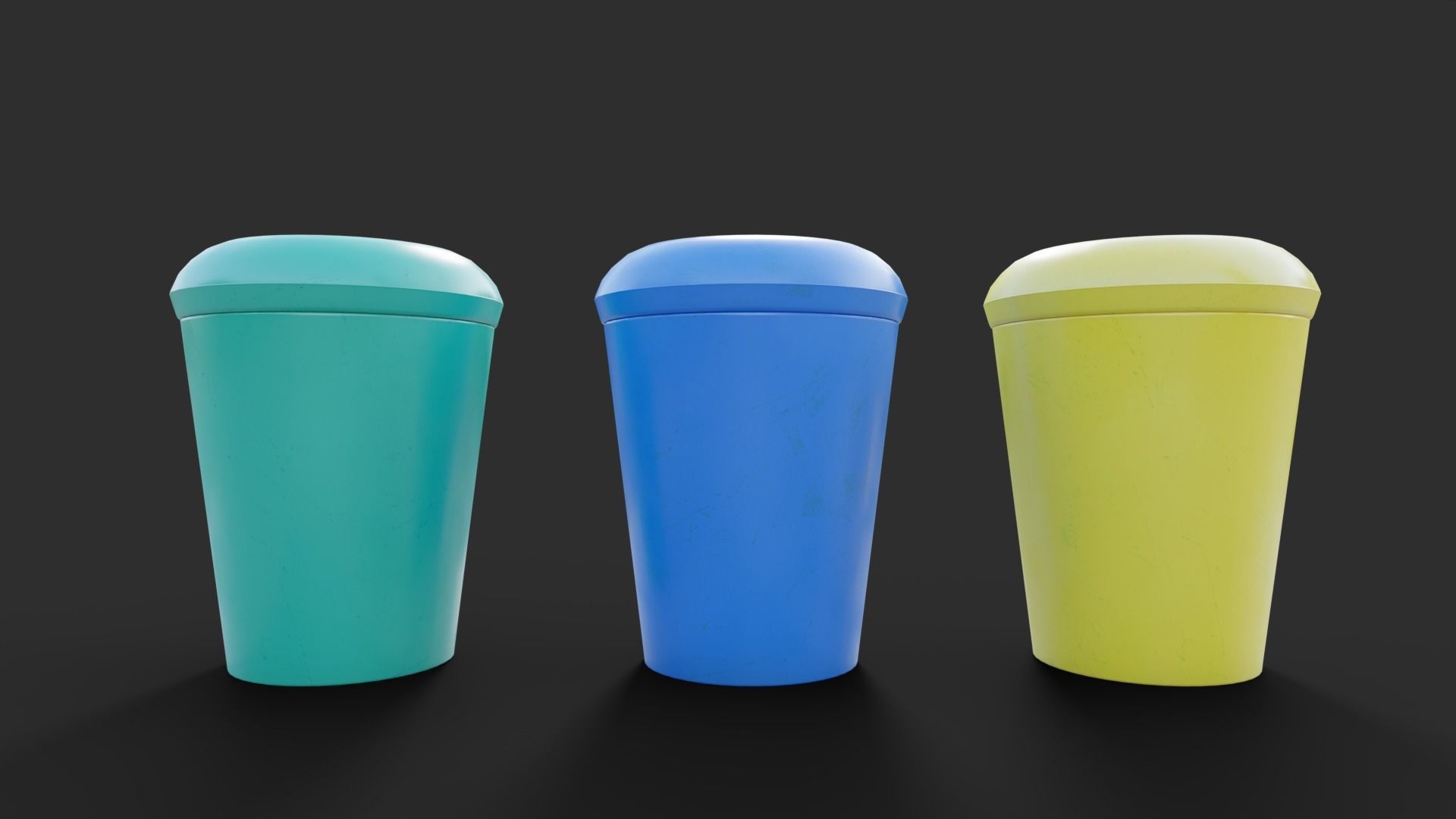 LowPoly Plastic Trash Bins Colors 3D model_1