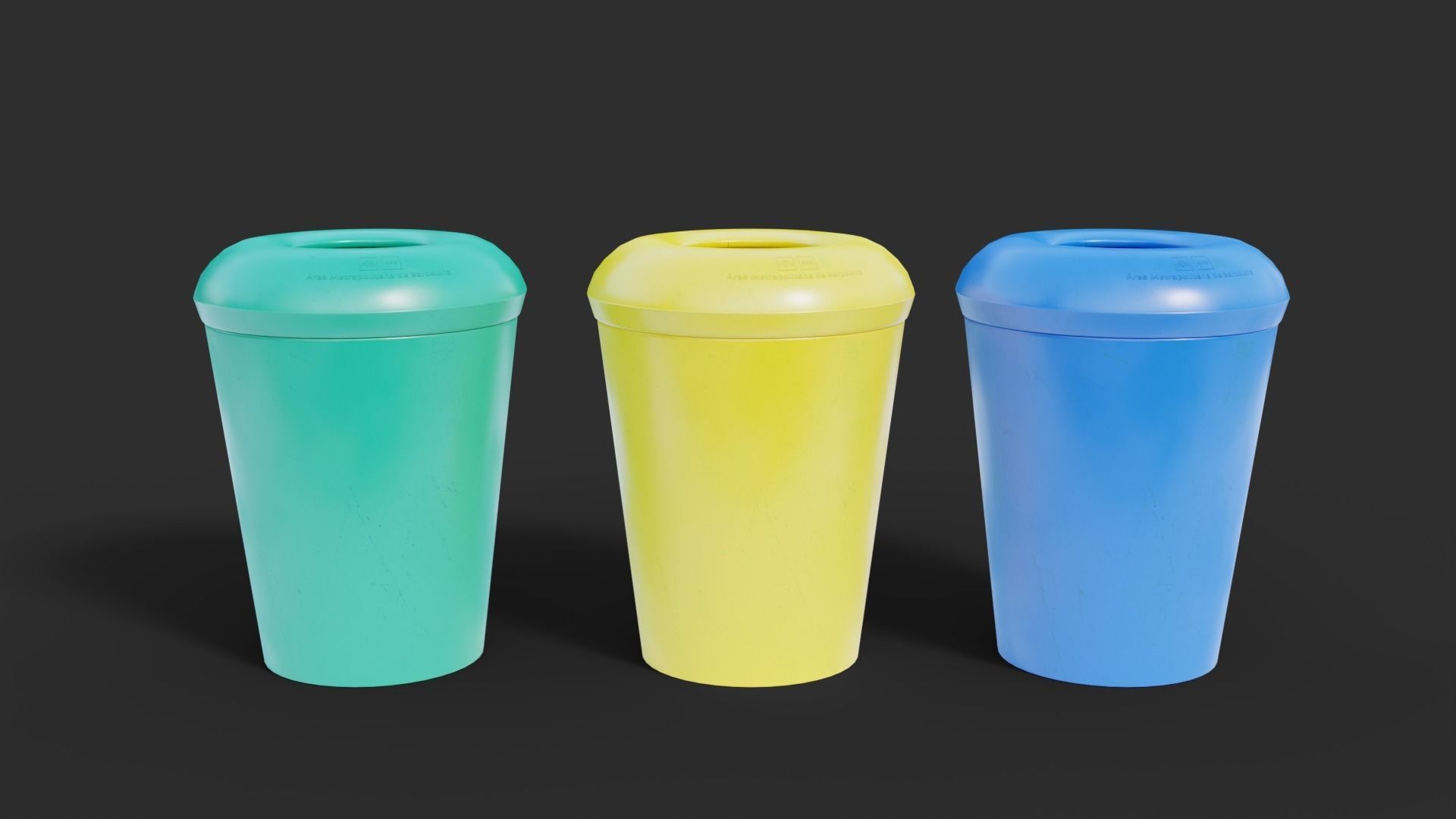 LowPoly Plastic Trash Bins Colors 3D model_6