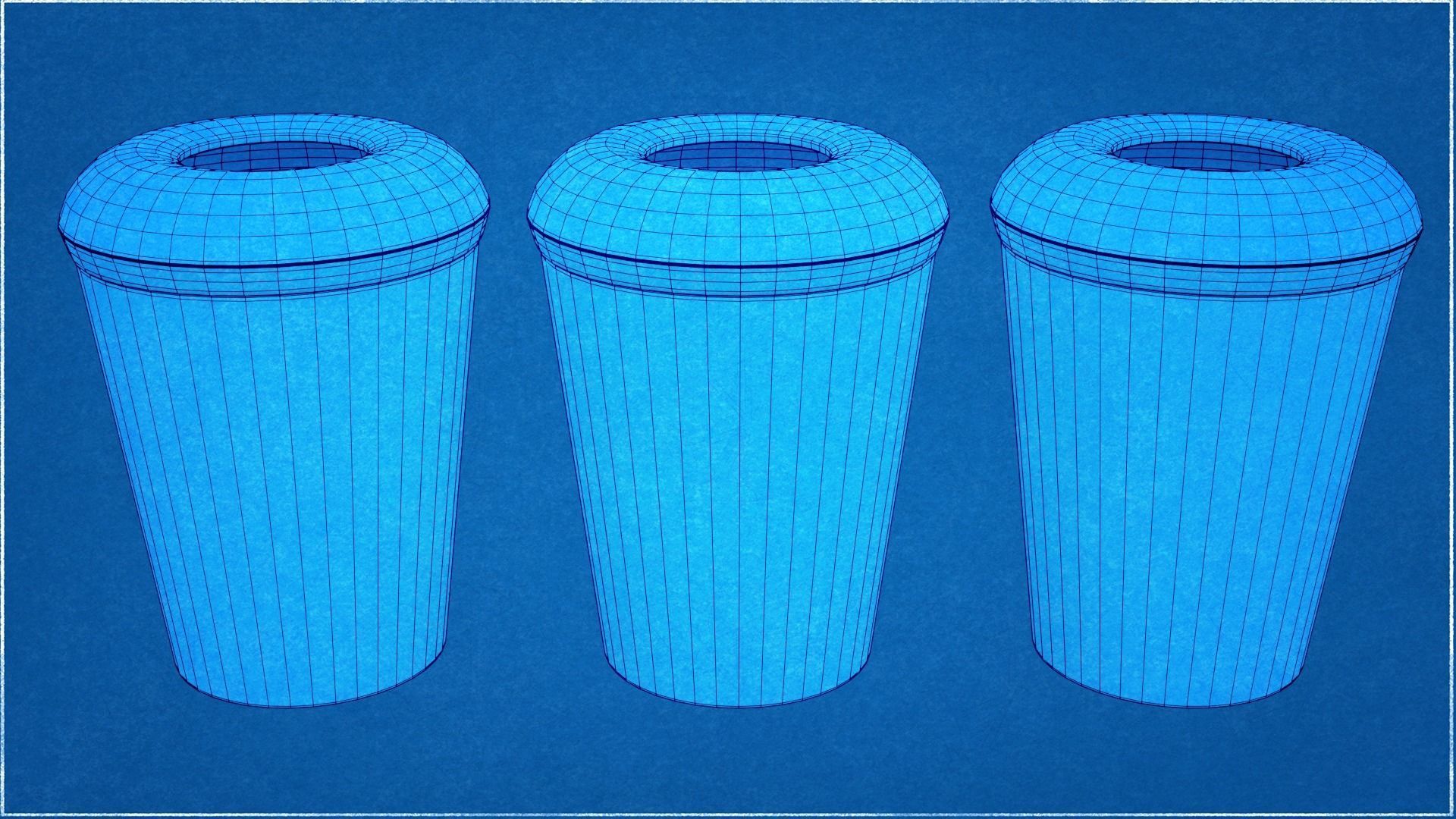 LowPoly Plastic Trash Bins Colors 3D model_9