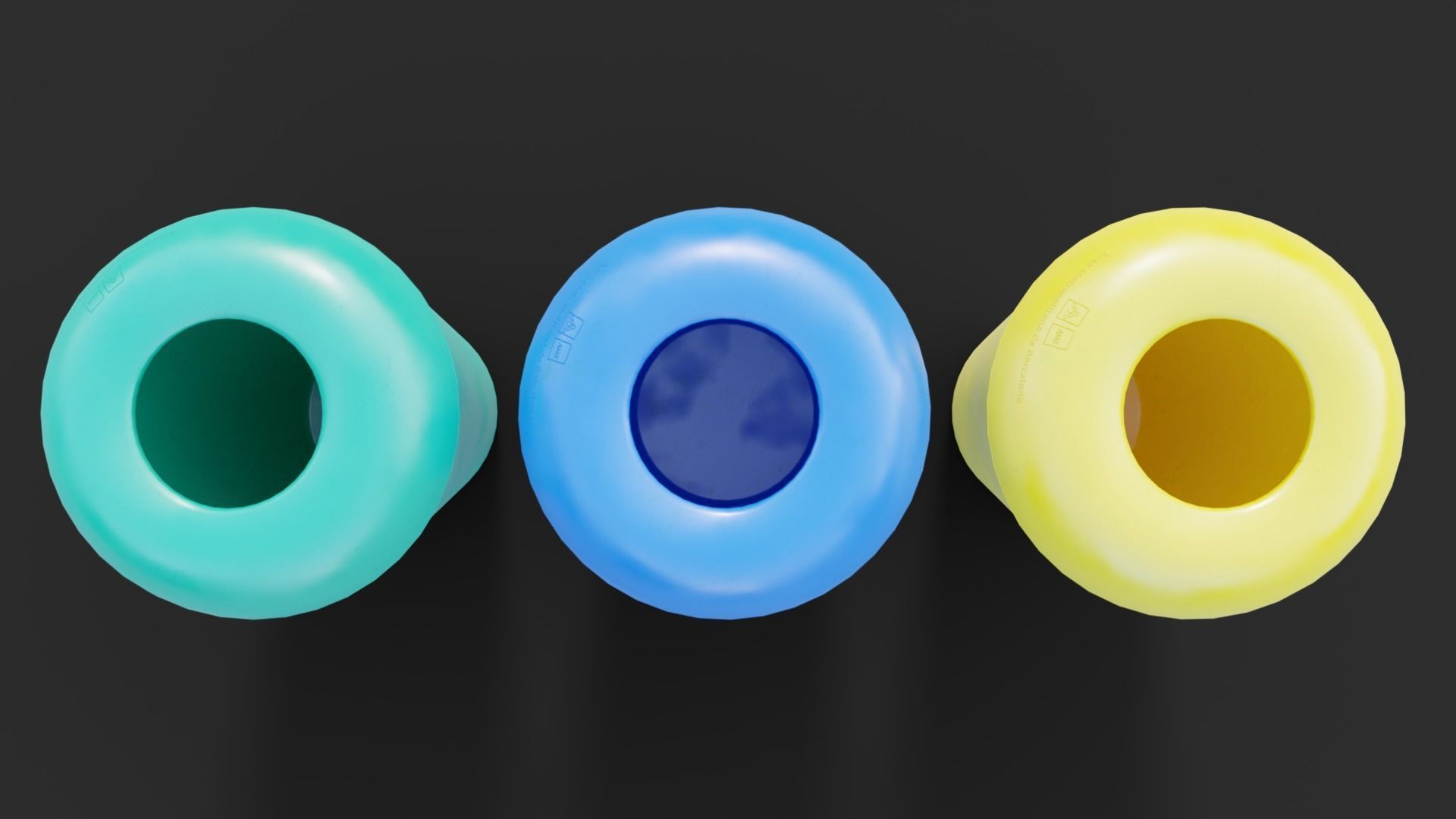 LowPoly Plastic Trash Bins Colors 3D model_7