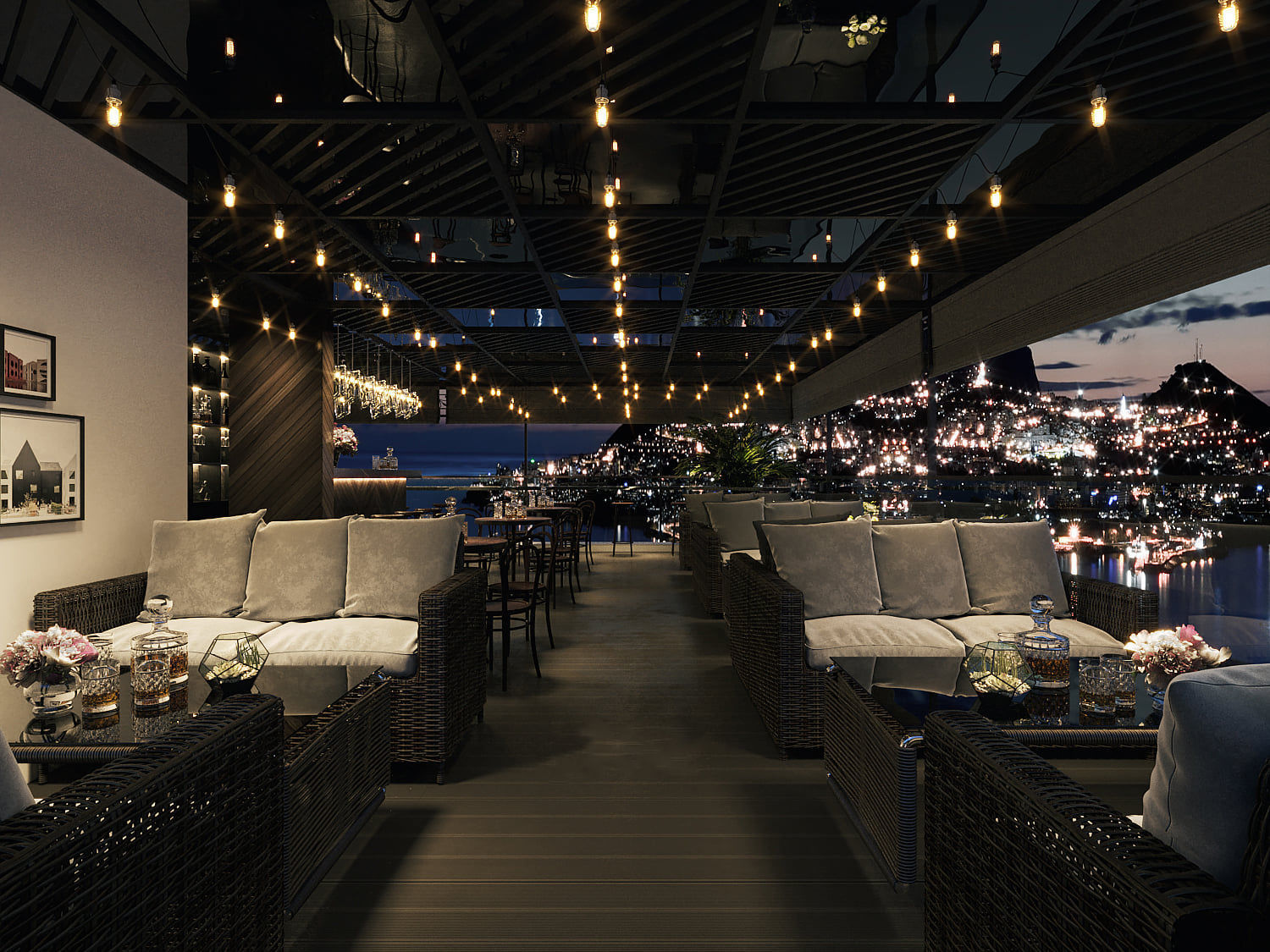 Rooftop bar and cafe 3D model_5