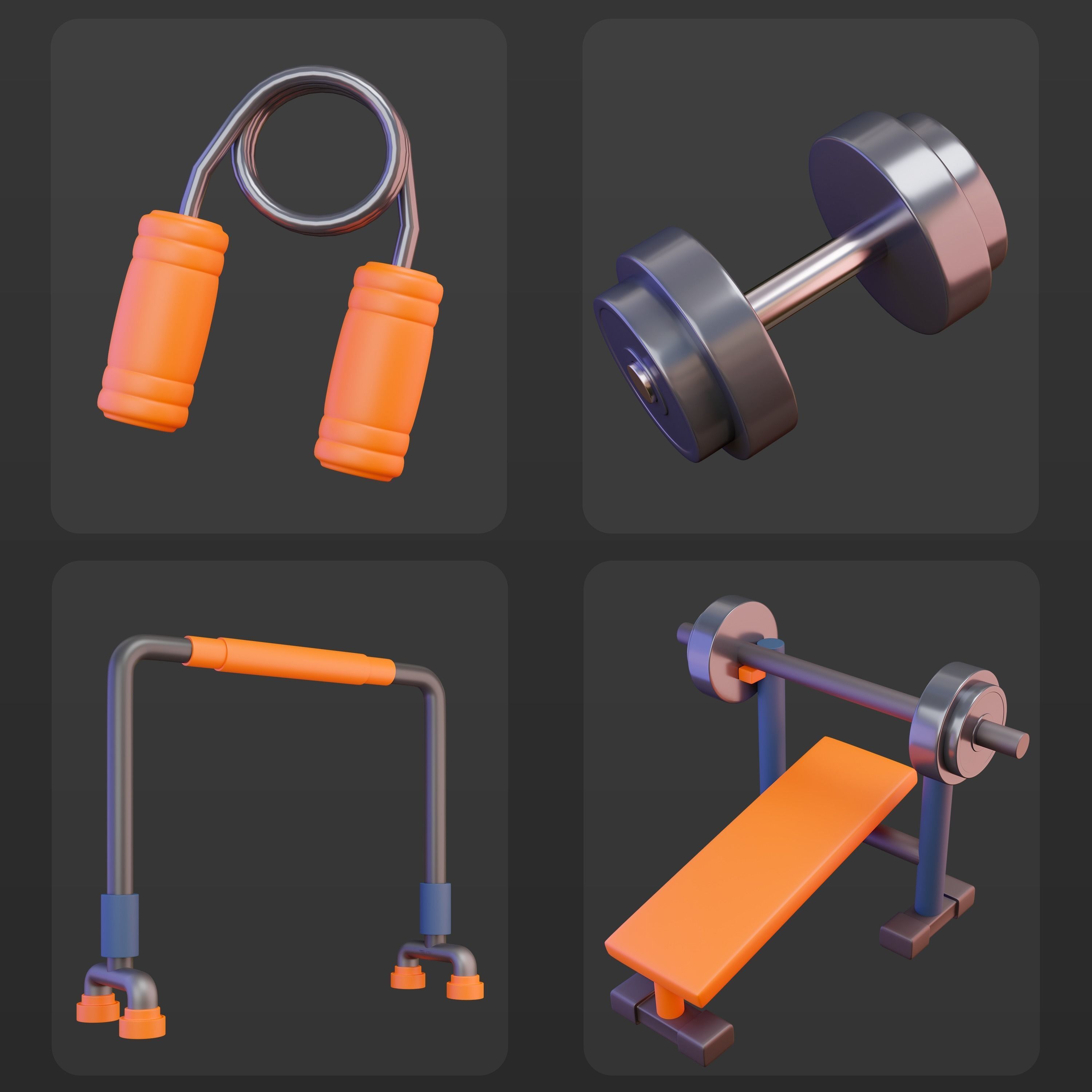 FITNESS ICON SET 3D model | CGTrader
