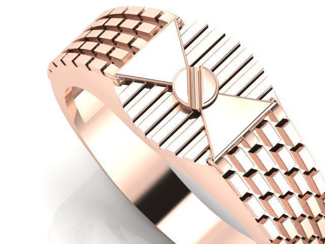 UNIQUE TEXTURE GENTS RING EDITABLE 3dm stl obj mtl 3D print model_8