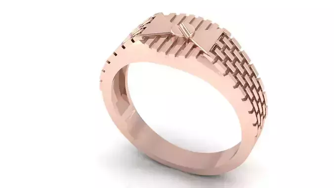UNIQUE TEXTURE GENTS RING EDITABLE 3dm stl obj mtl  3D print model