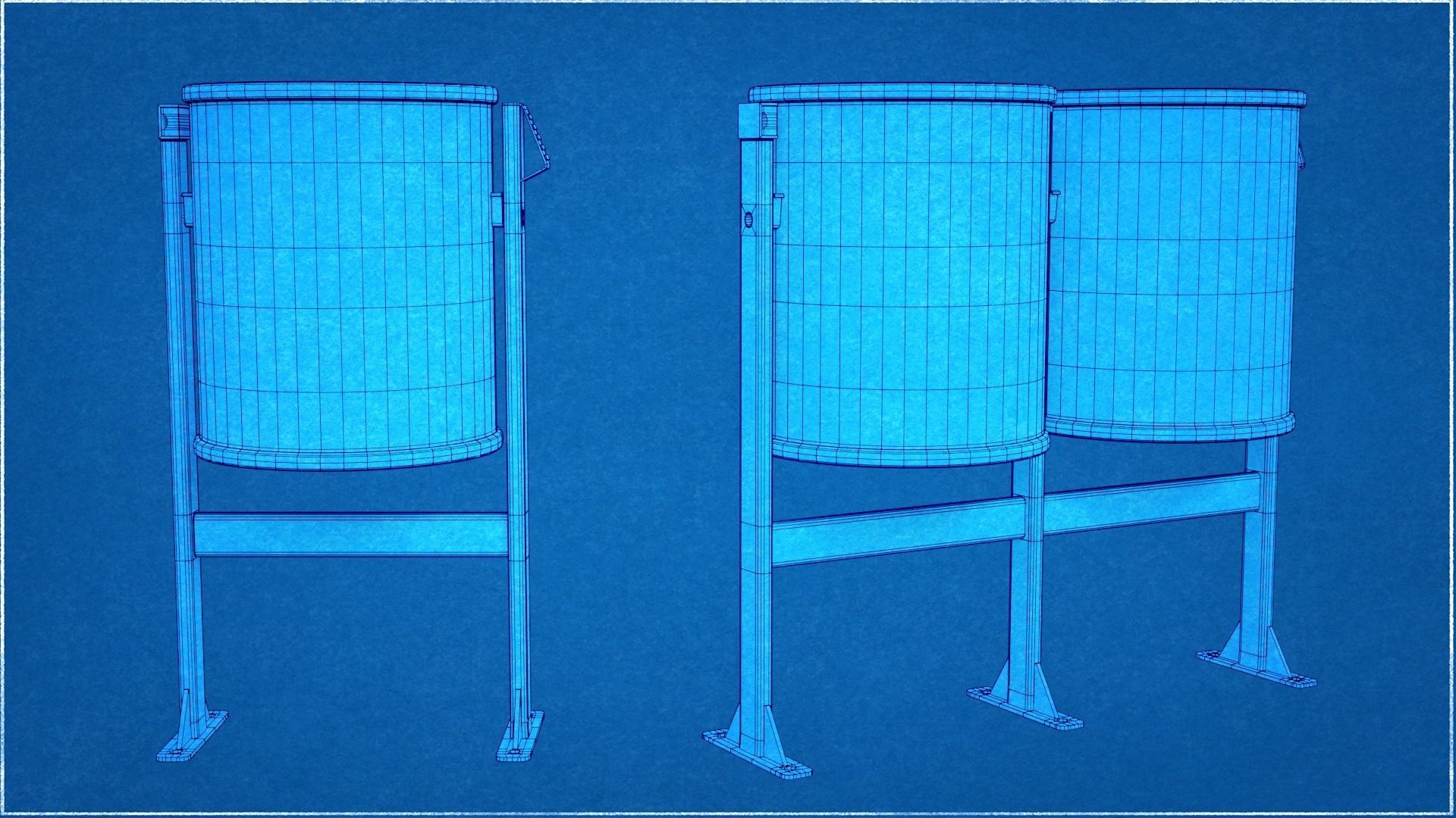 Pack of 8 Low Poly 3D Trash Bin 3D Model Collection_9