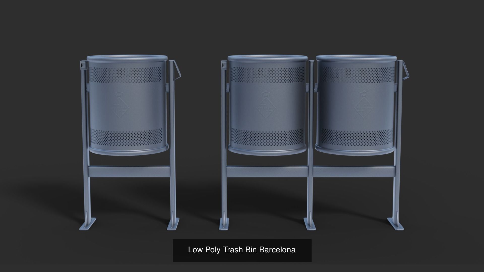 Pack of 8 Low Poly 3D Trash Bin 3D Model Collection_2