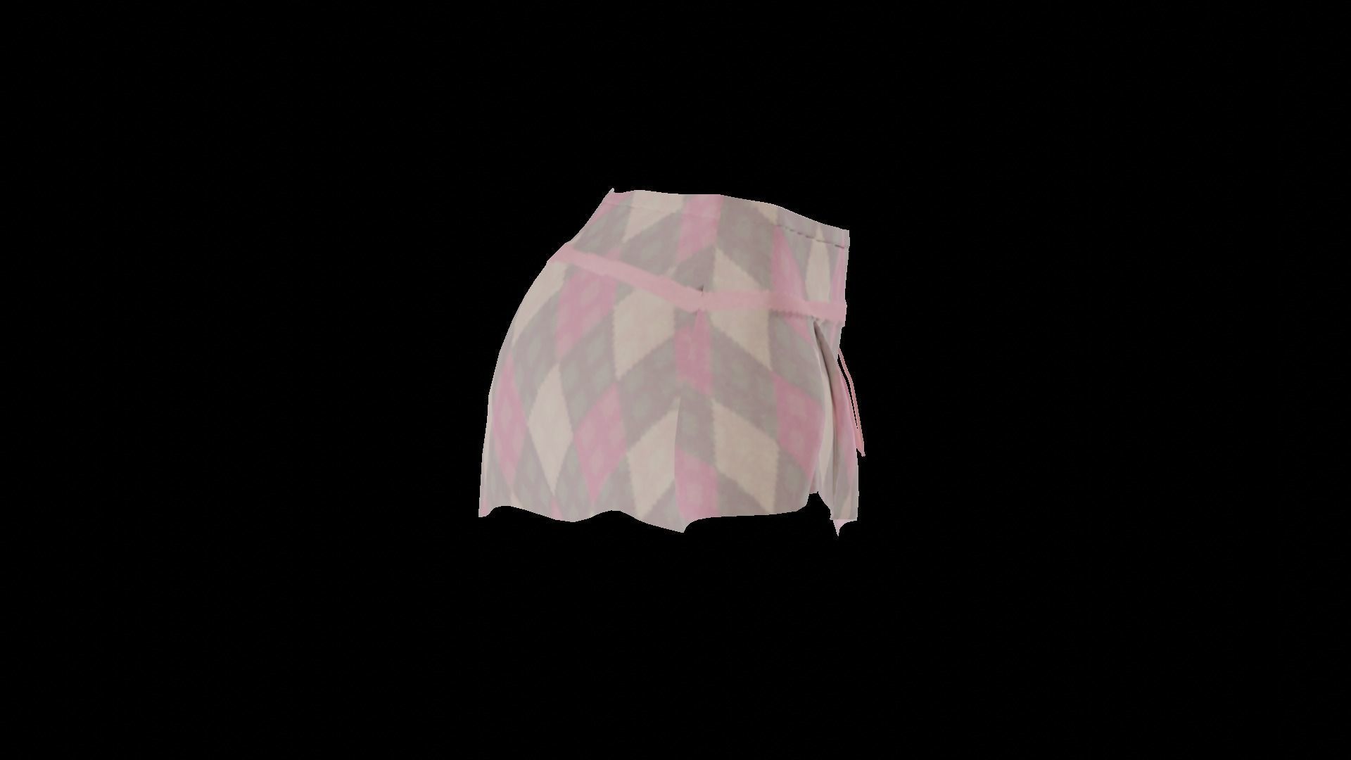 Diamond Patterned Mini Skirt with a Bow  3D model_3