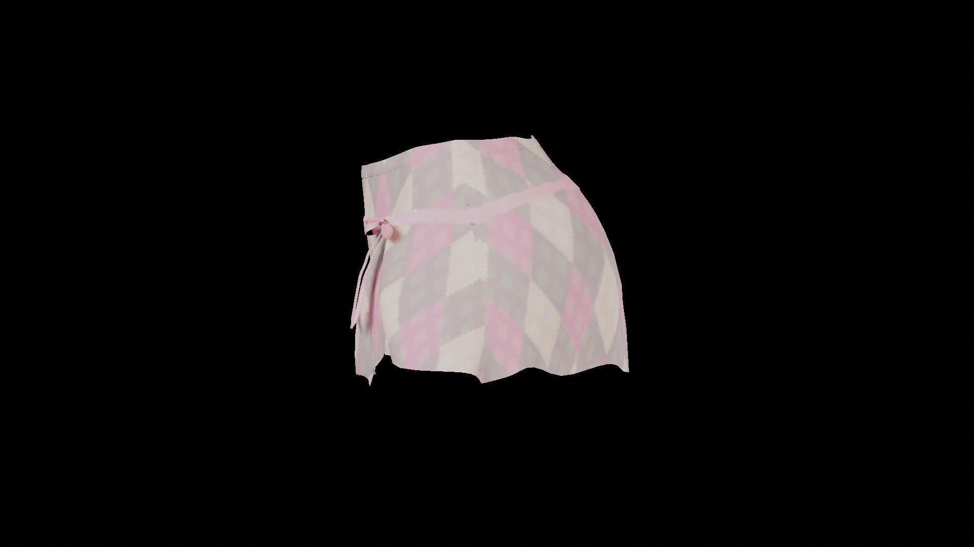 Diamond Patterned Mini Skirt with a Bow  3D model_2