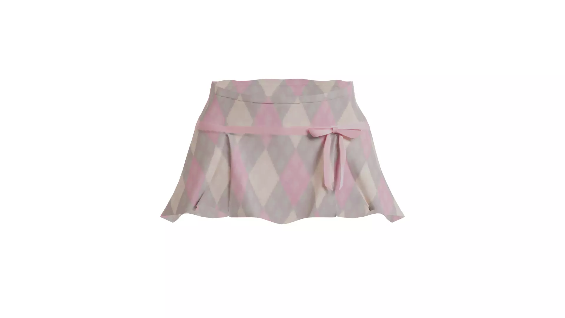 Diamond Patterned Mini Skirt with a Bow  3D model_0