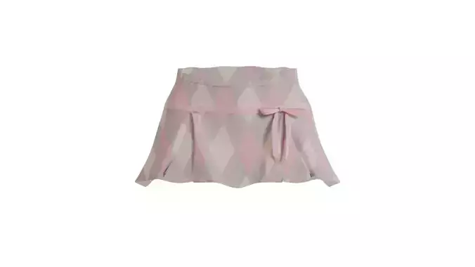Diamond Patterned Mini Skirt with a Bow 