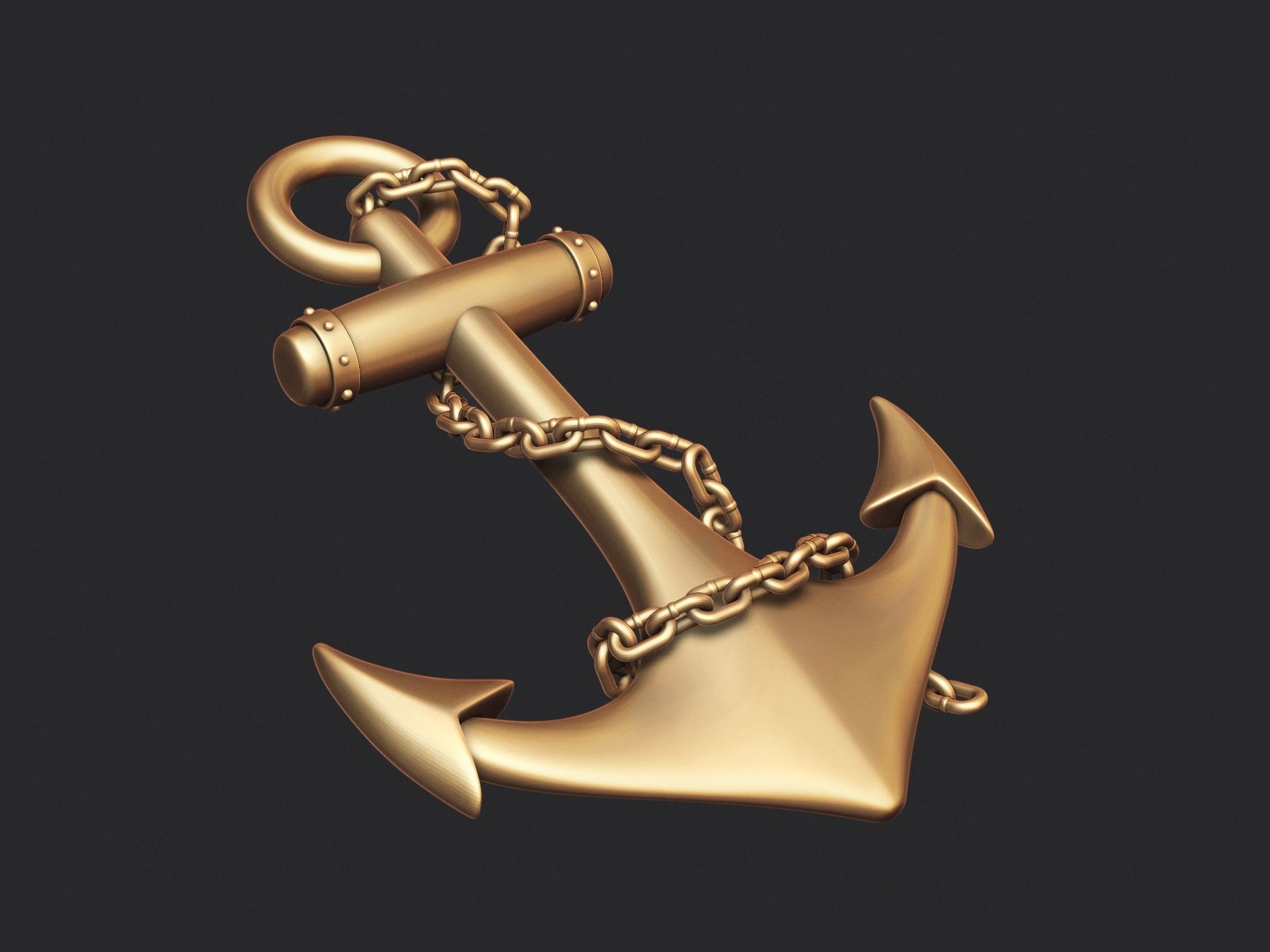 Anchor gold 3D print model_7