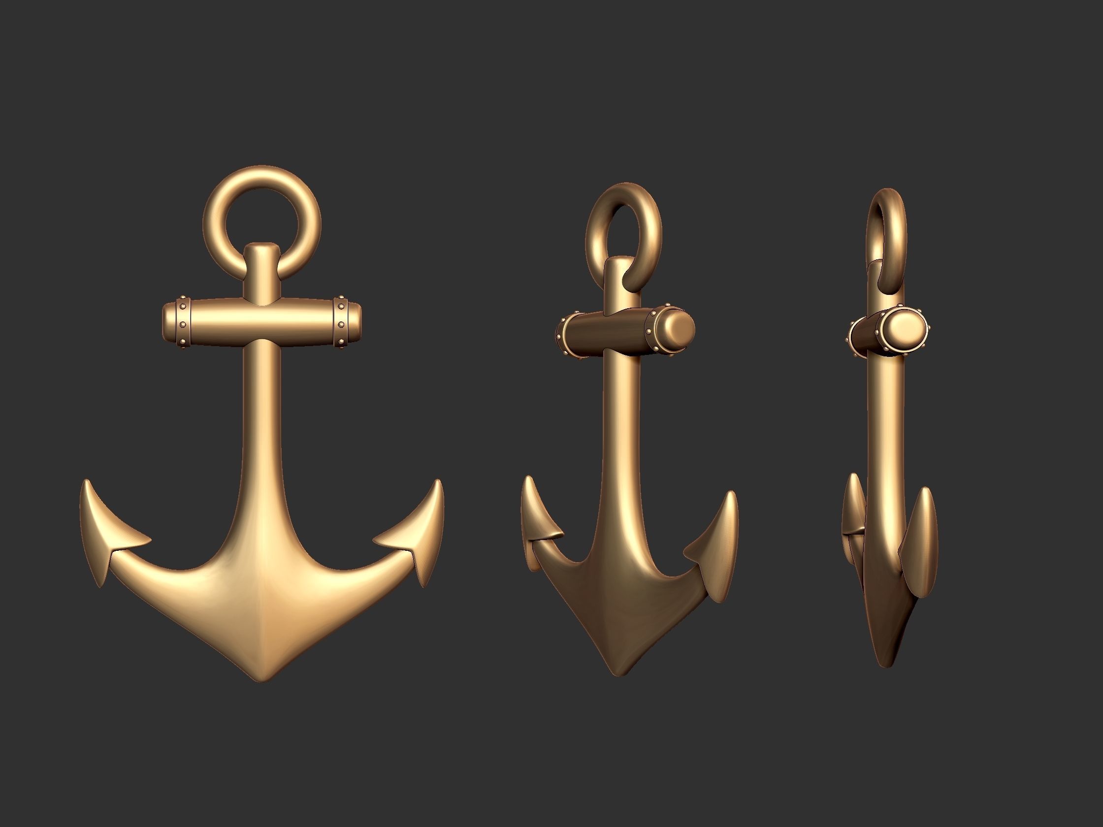 Anchor gold 3D print model_4