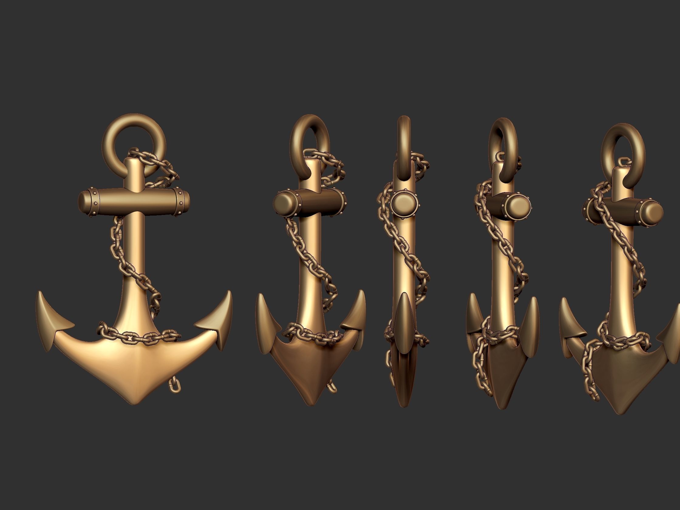 Anchor gold 3D print model_8