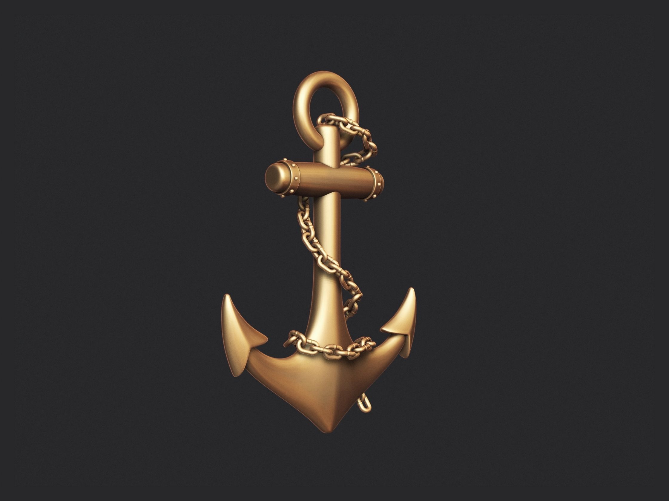 Anchor gold 3D print model_3