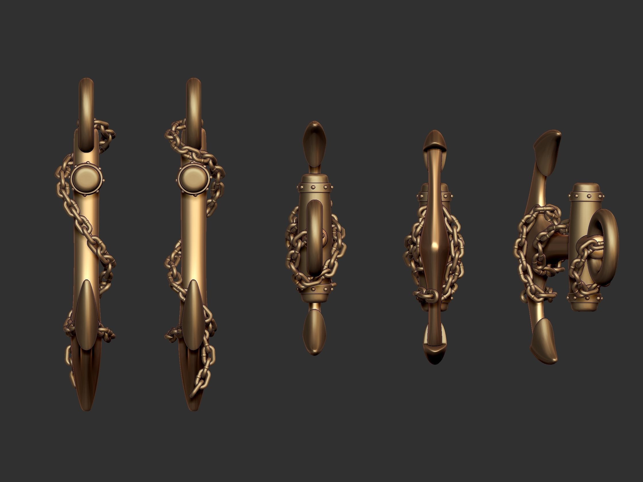 Anchor gold 3D print model_9