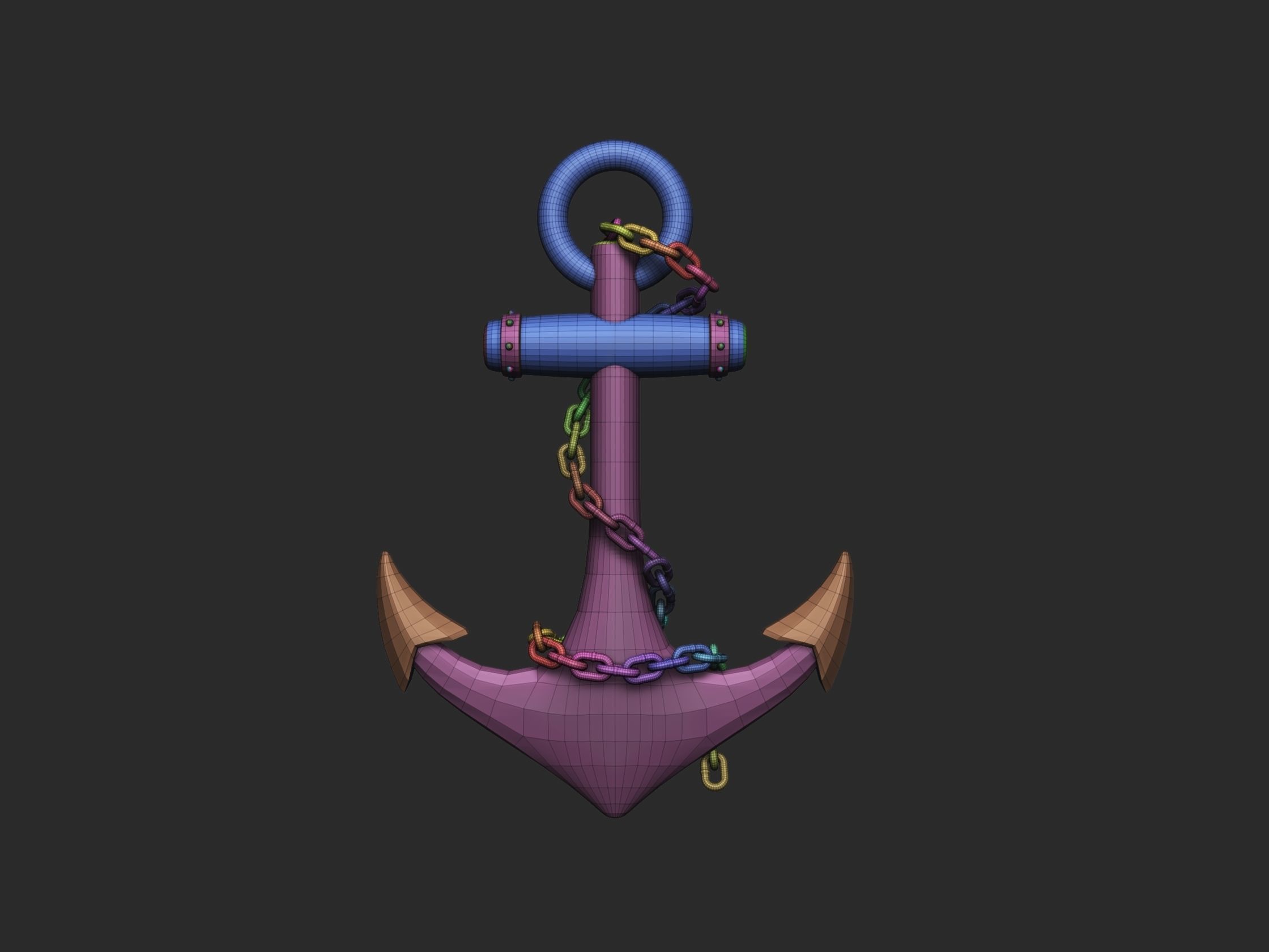 Anchor gold 3D print model_13