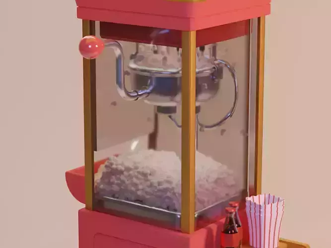 Low Poly Stylized popcorn machine