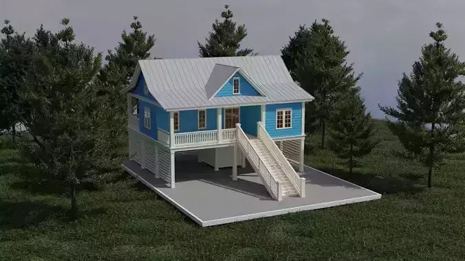 Semi Modern House 1 Low-poly 3D model