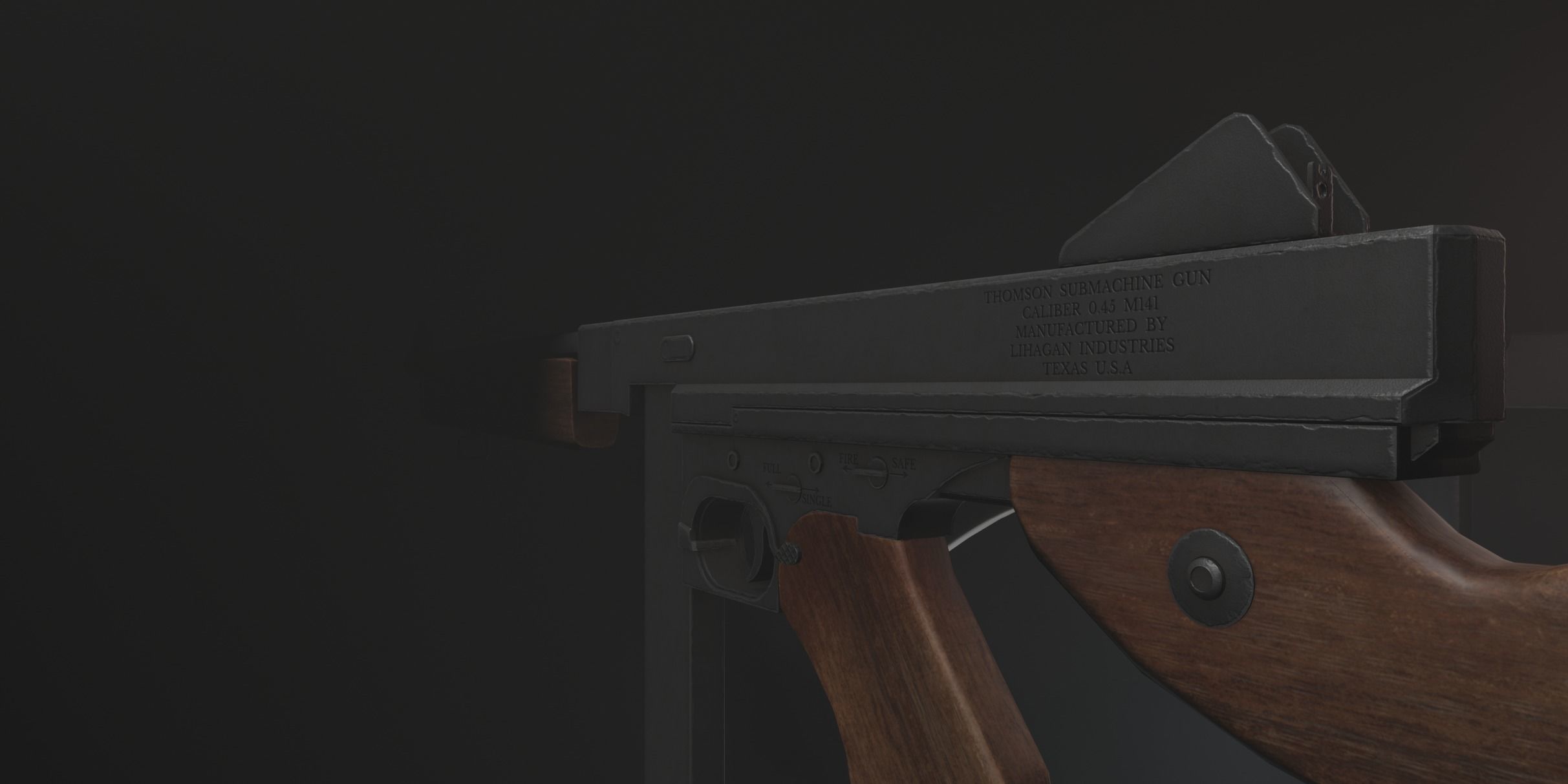 Free Thompson Submachine Gun  Free low-poly 3D model_8