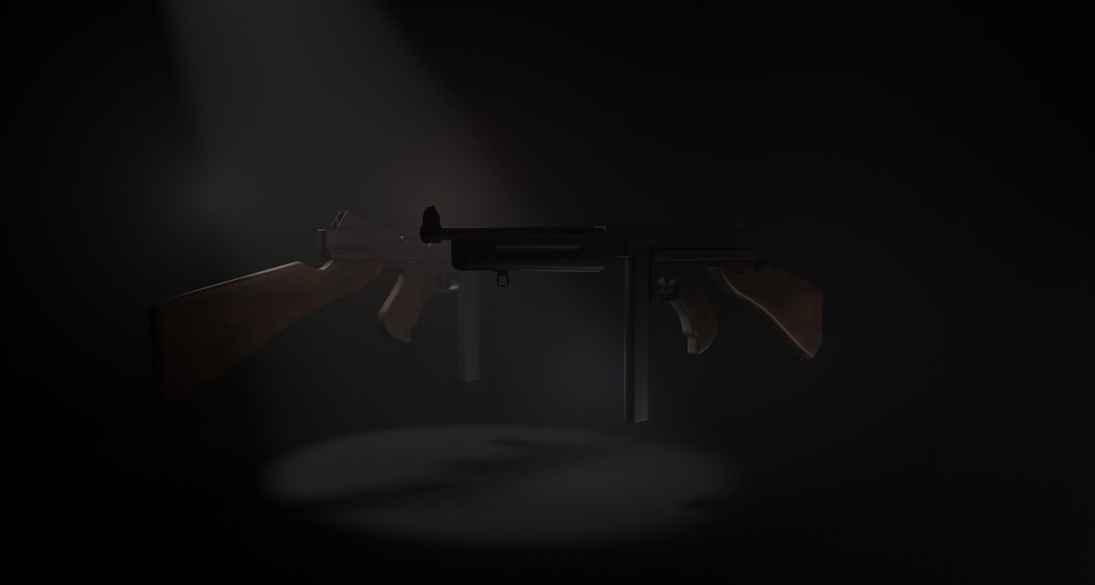 Free Thompson Submachine Gun  Free low-poly 3D model_7