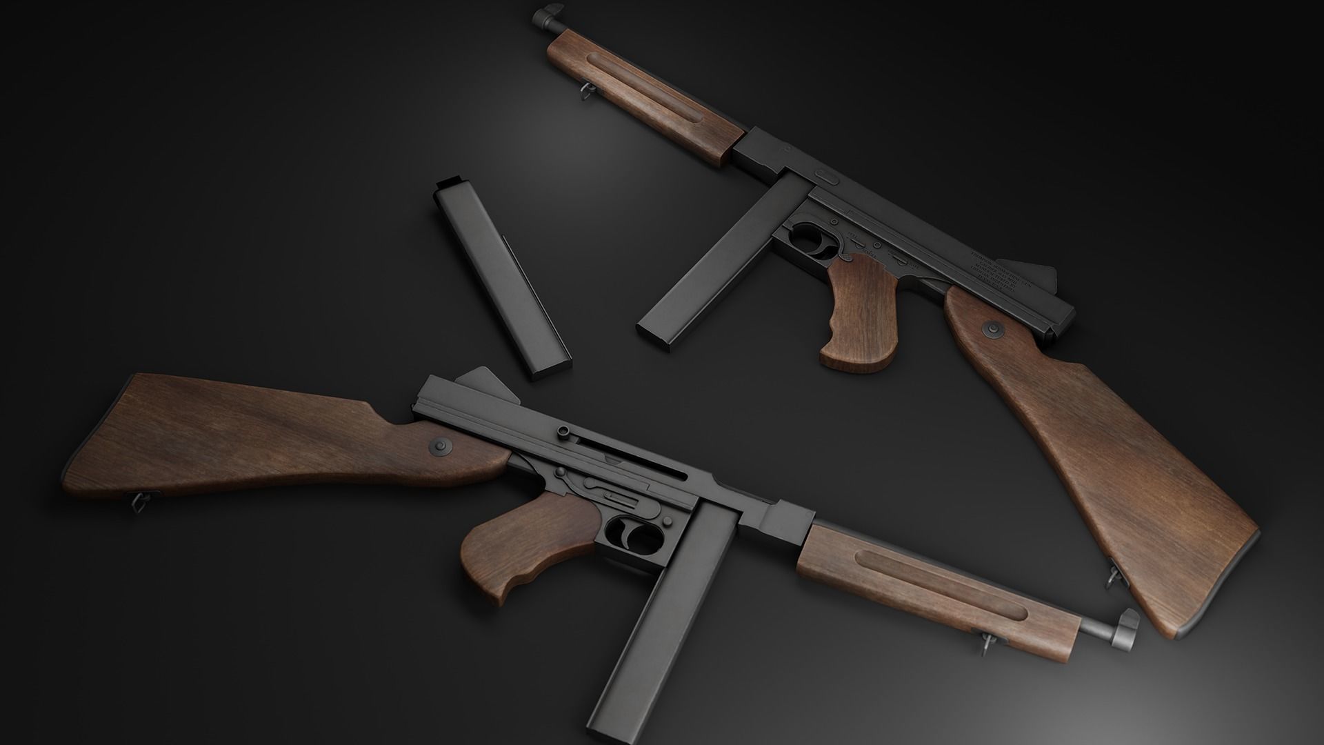 Free Thompson Submachine Gun  Free low-poly 3D model_3