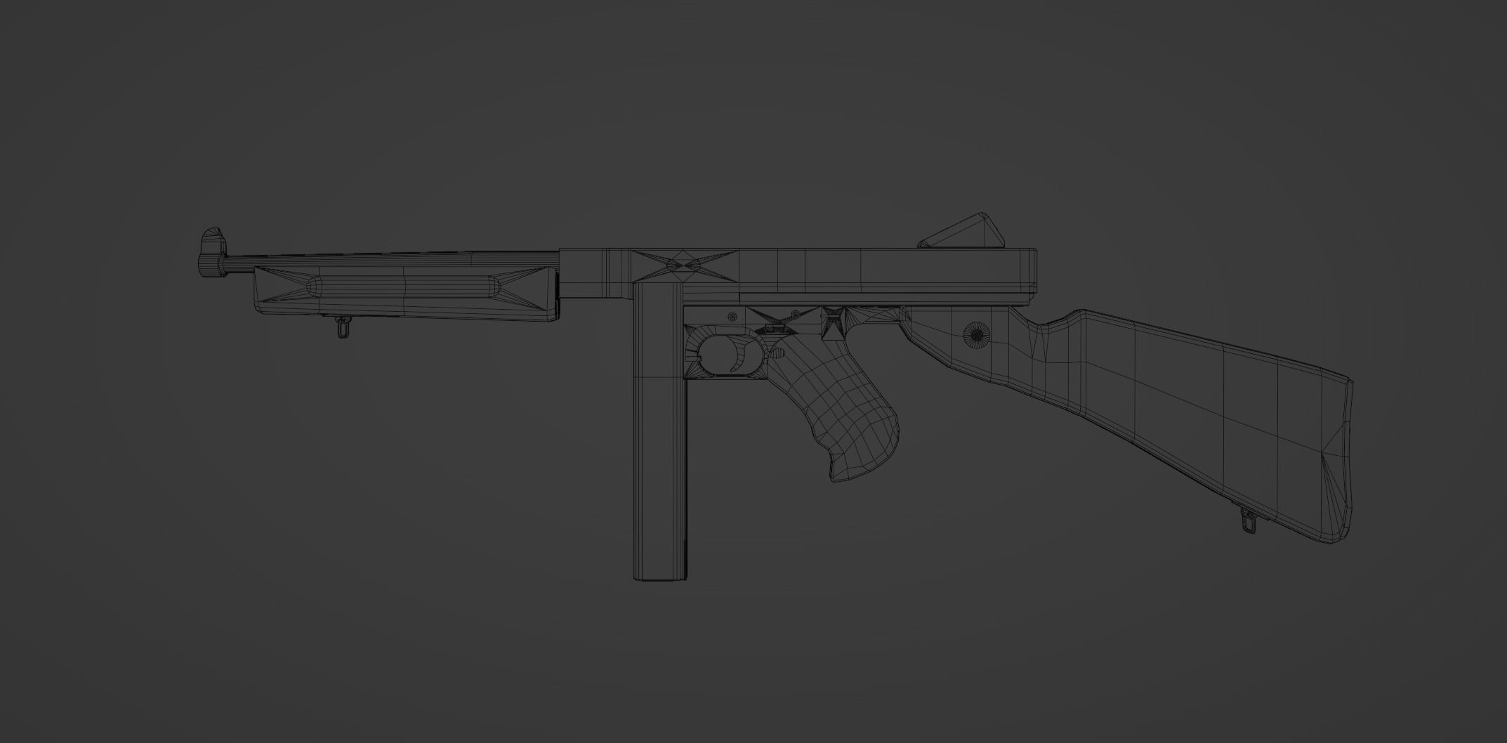 Free Thompson Submachine Gun  Free low-poly 3D model_9