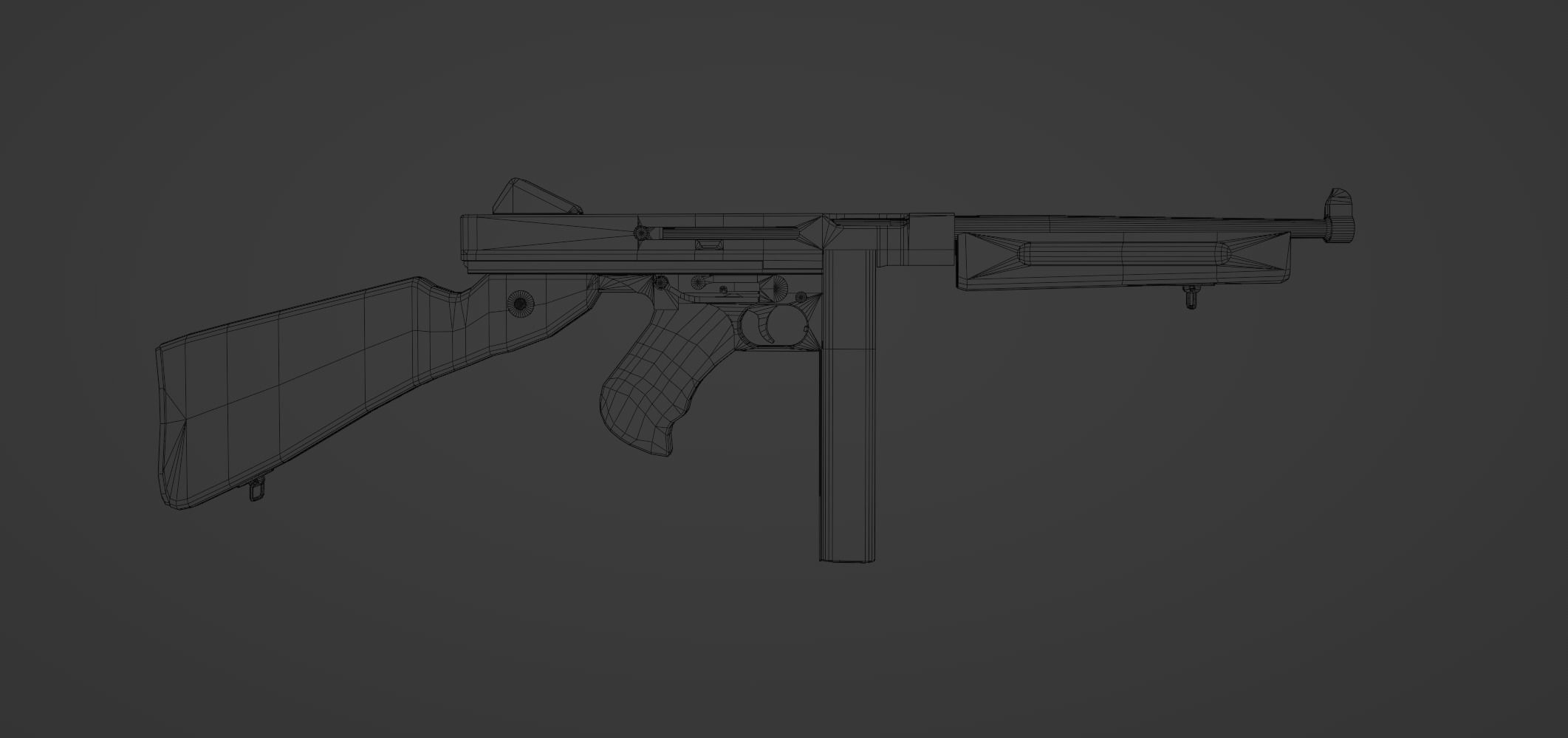 Free Thompson Submachine Gun  Free low-poly 3D model_10