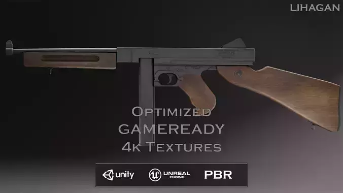 Free Thompson Submachine Gun  Free low-poly 3D model