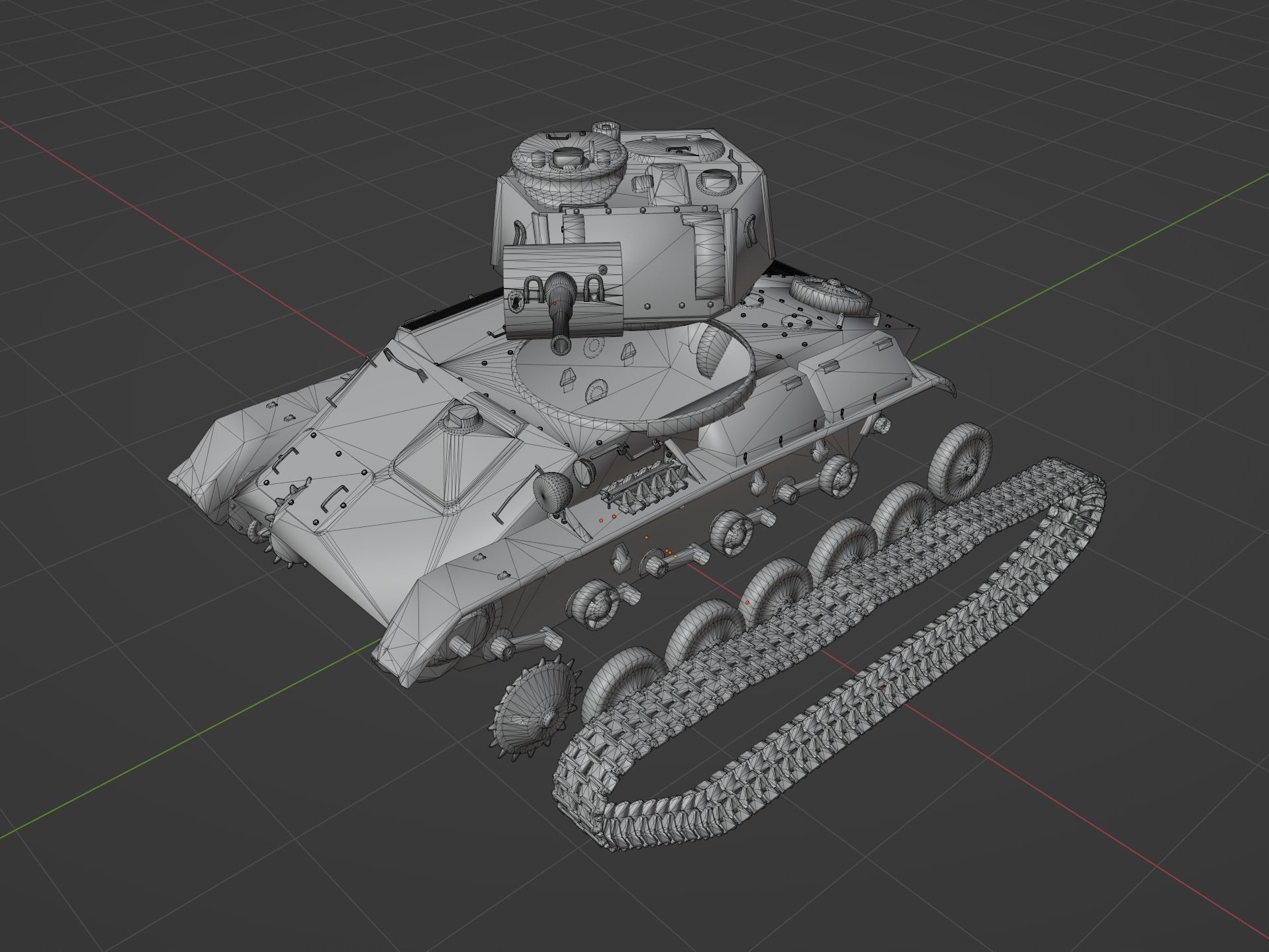 T80 light tank Low-poly 3D model_11