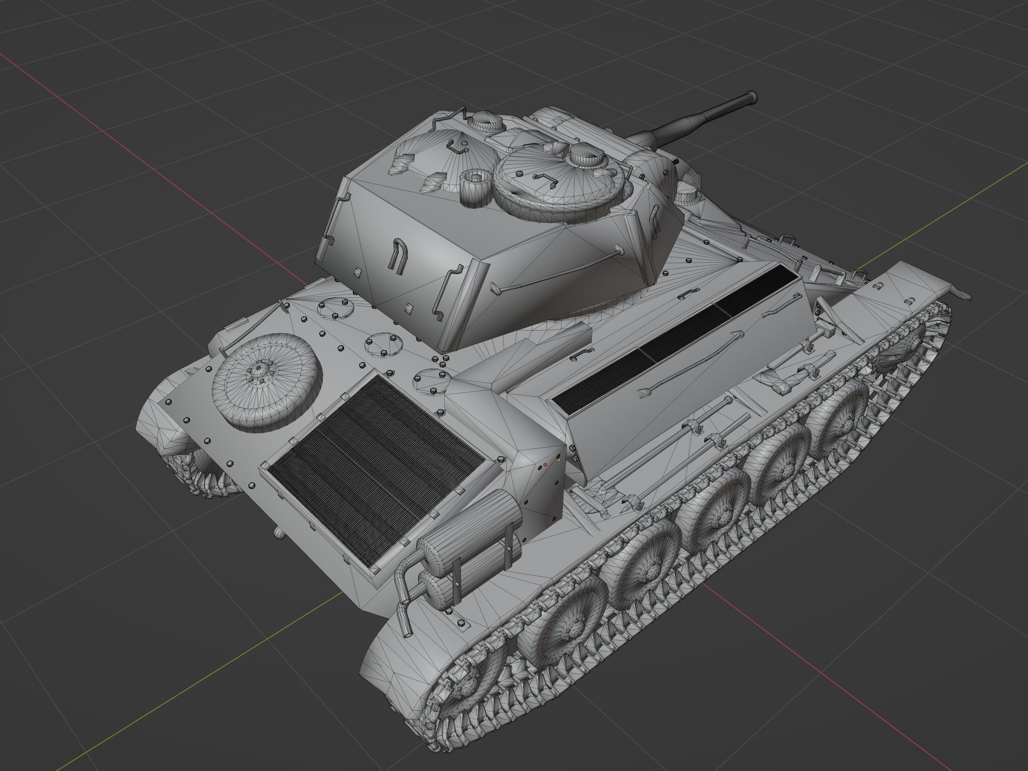 T80 light tank Low-poly 3D model_3