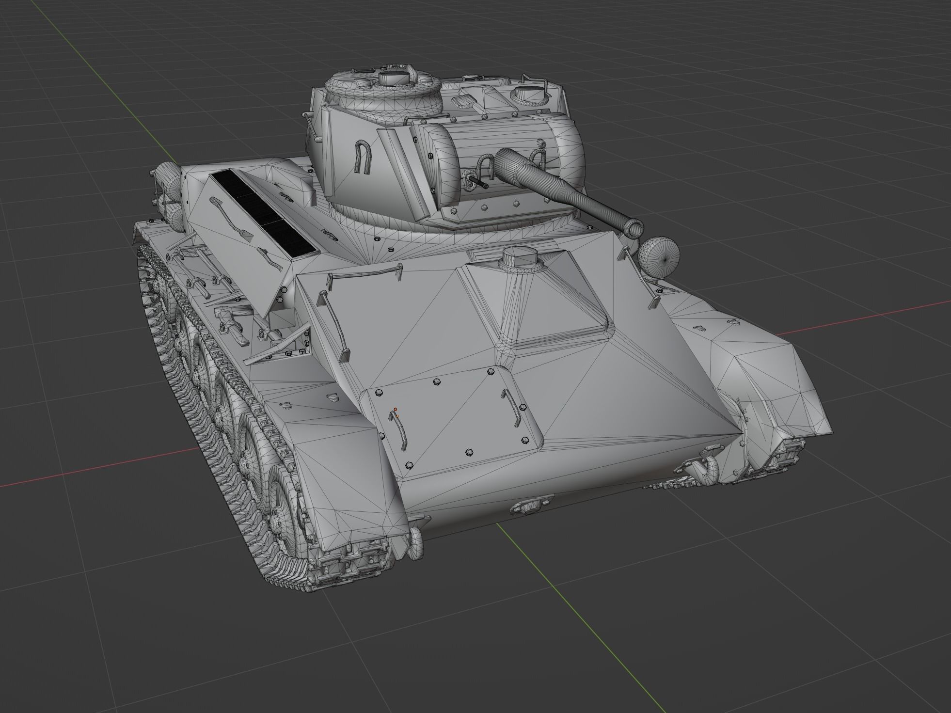 T80 light tank Low-poly 3D model_5