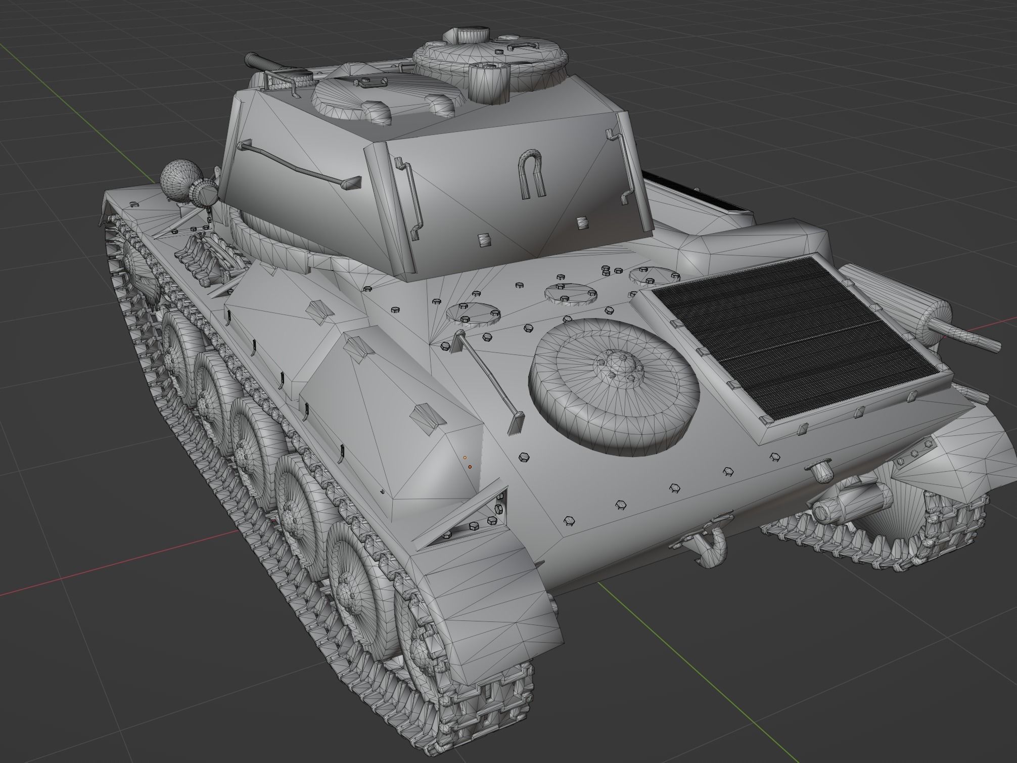 T80 light tank Low-poly 3D model_2