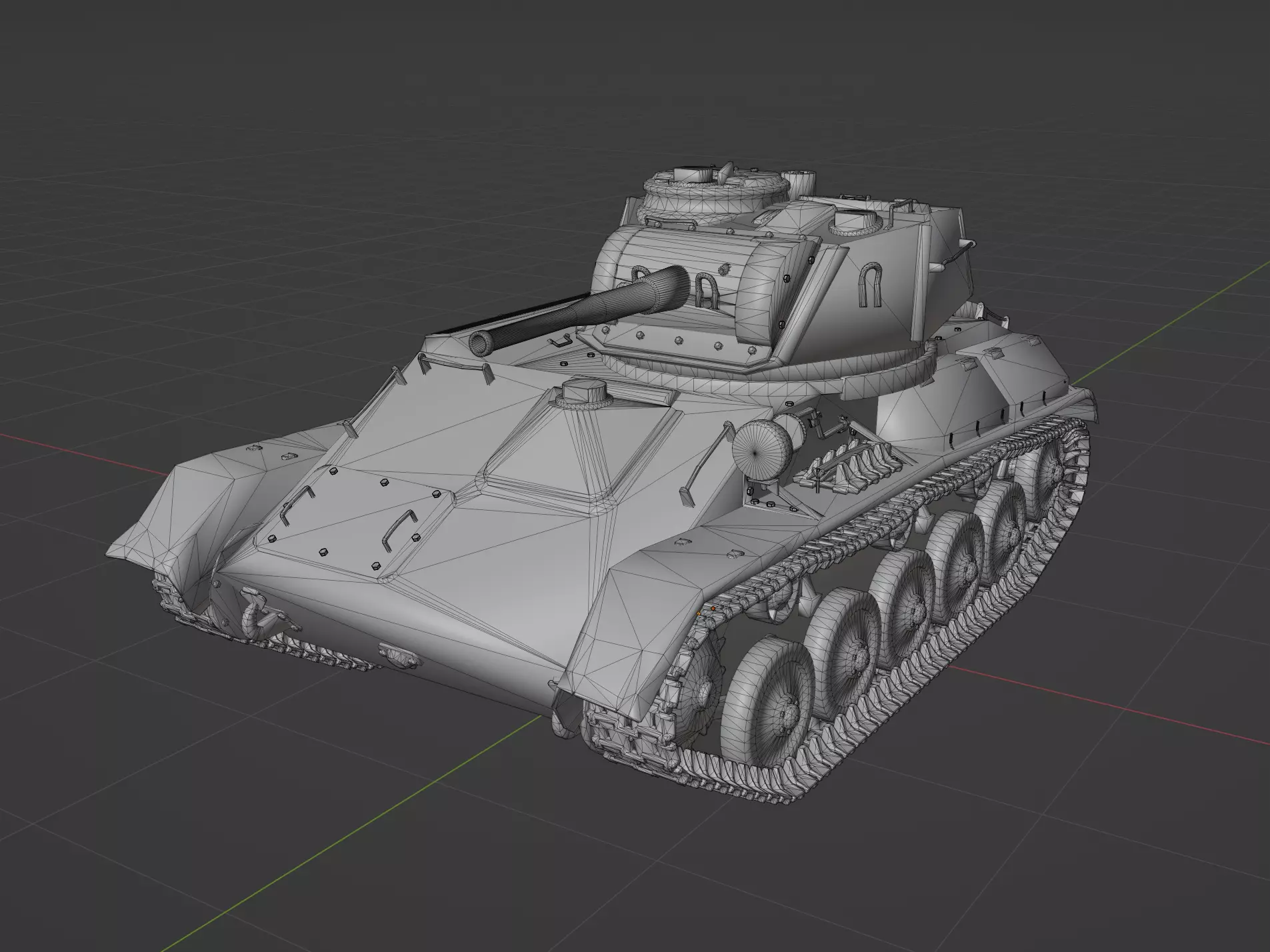 T80 light tank Low-poly 3D model_0