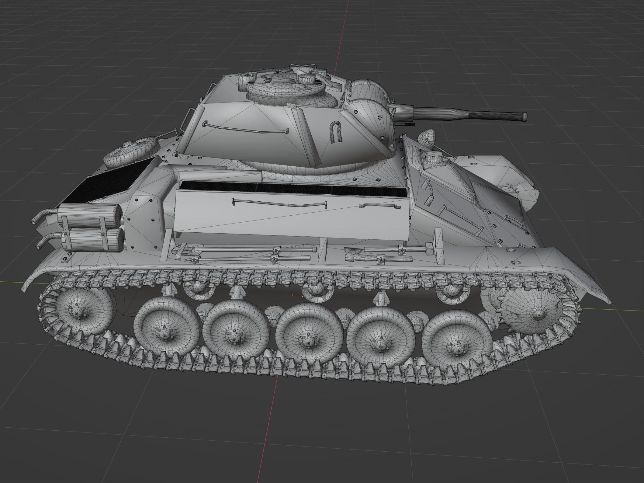 T80 light tank Low-poly 3D model_4