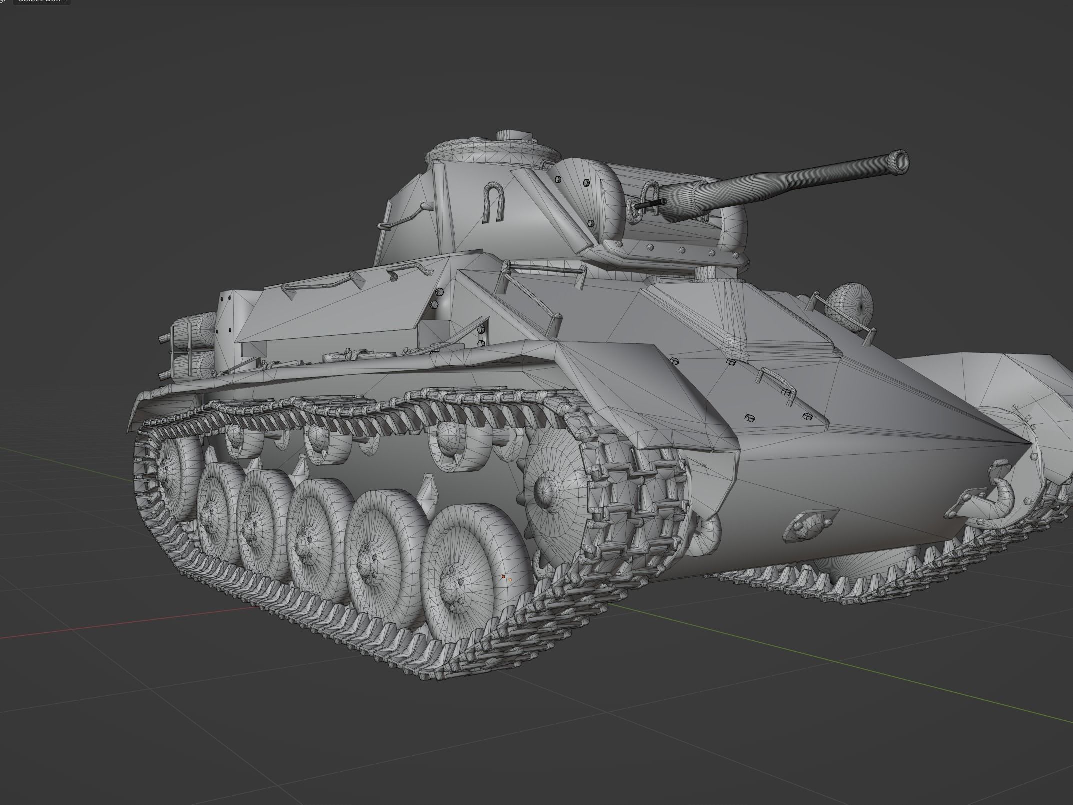 T80 light tank Low-poly 3D model_7