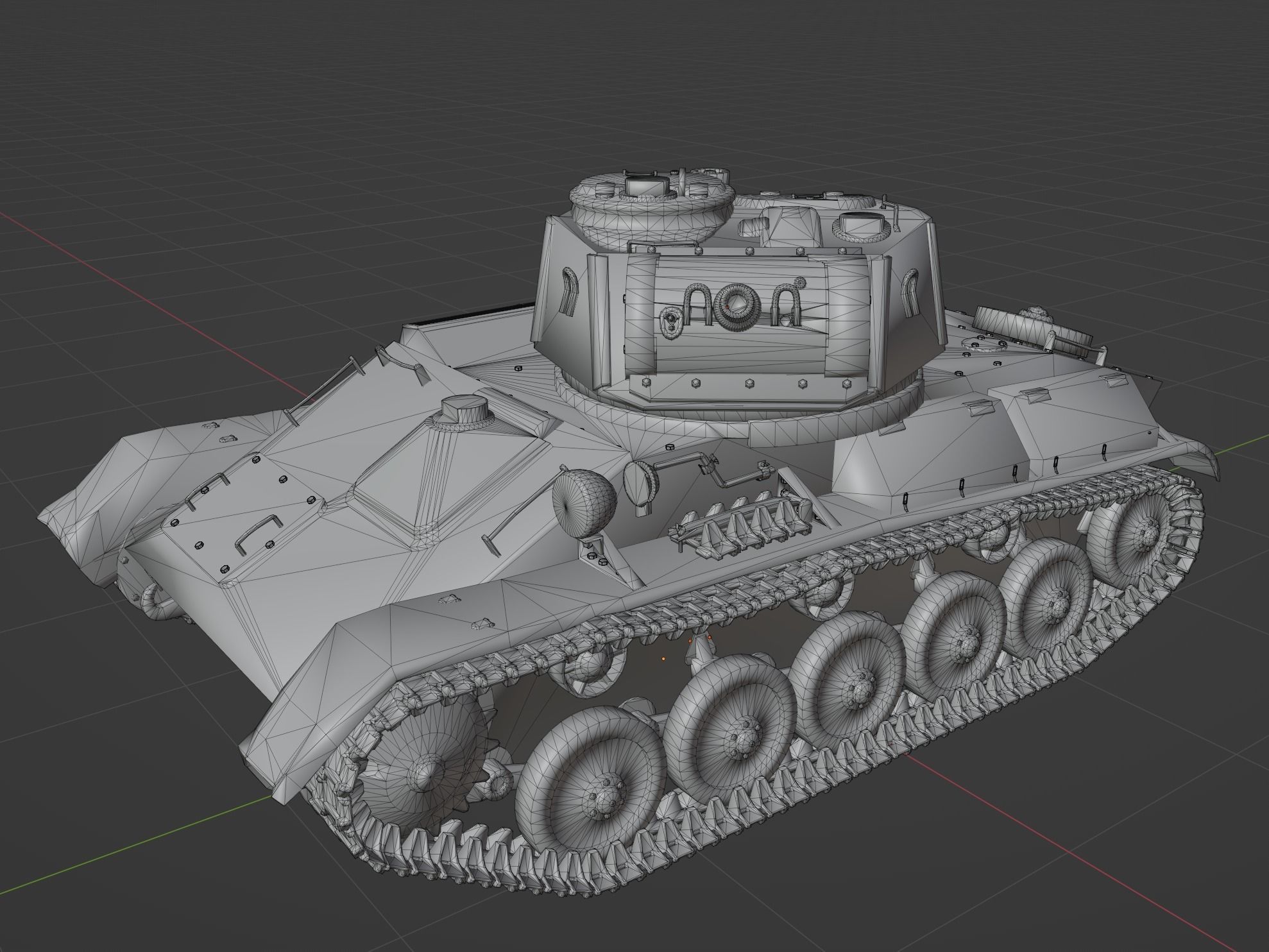 T80 light tank Low-poly 3D model_10