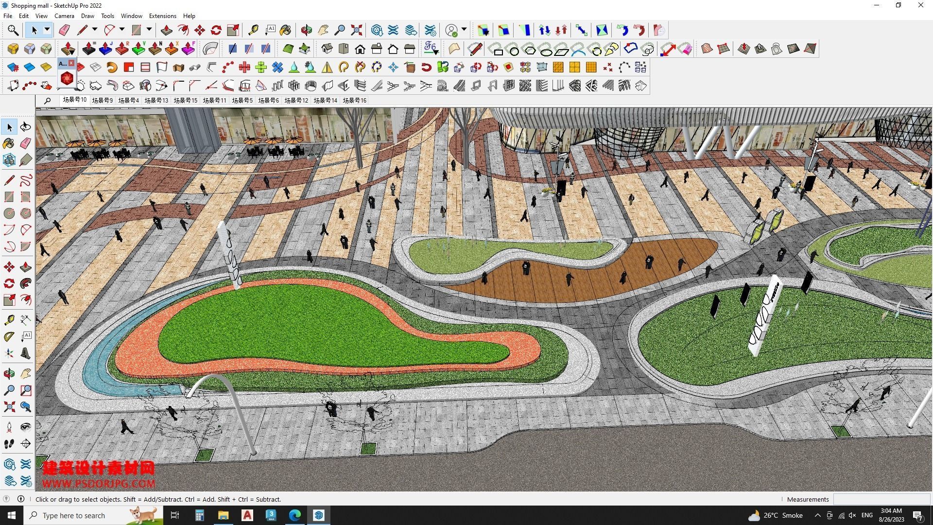 Hotel Building along with Shopping mall Sketchup model 3D model_6