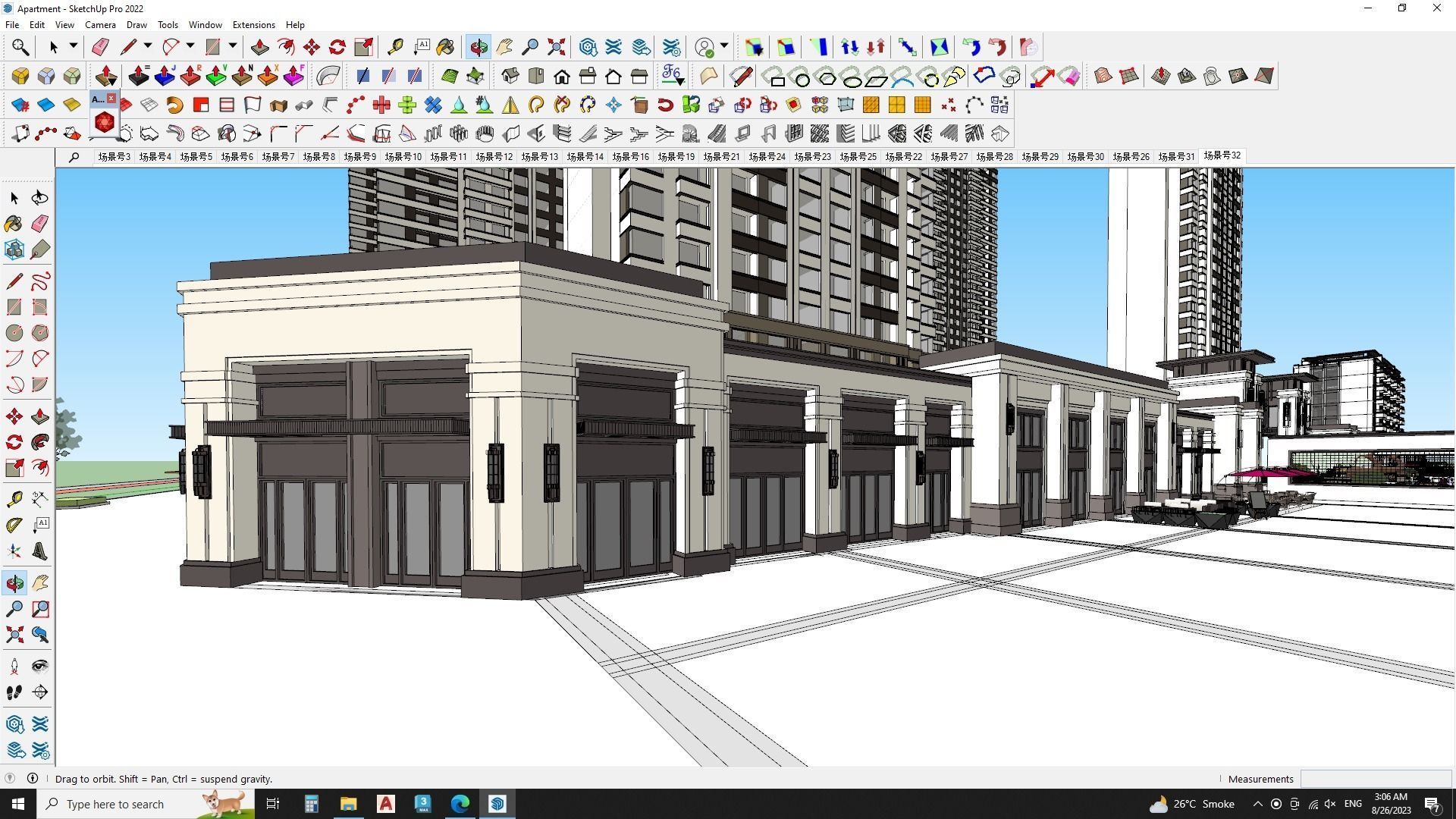  7 star hotel building Master plan sketchup model 3D model_9