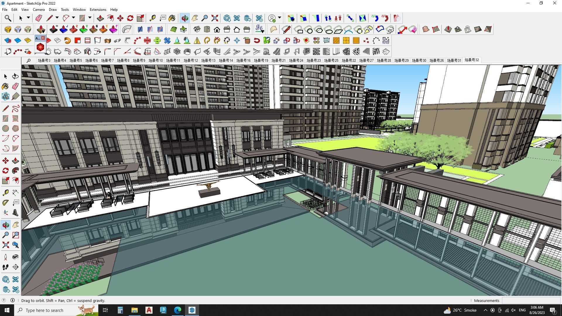  7 star hotel building Master plan sketchup model 3D model_10