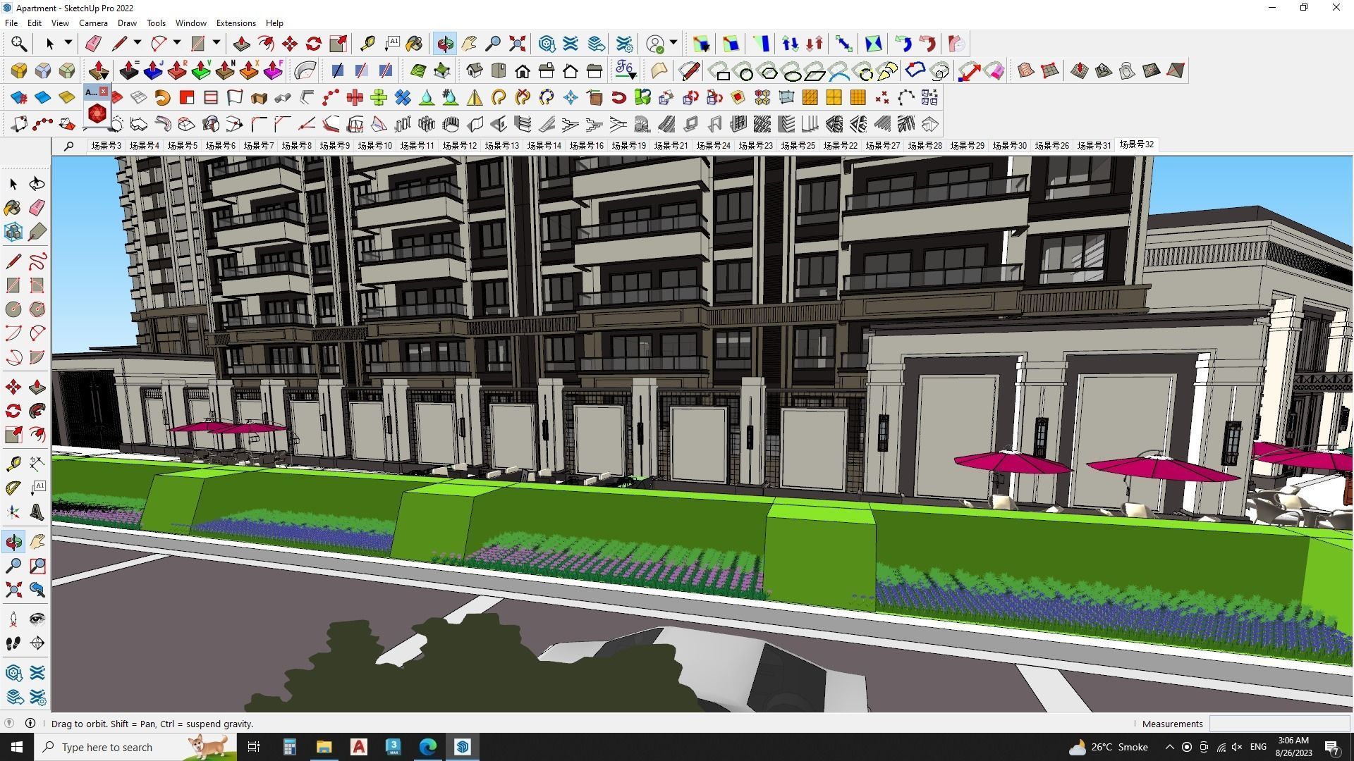  7 star hotel building Master plan sketchup model 3D model_11