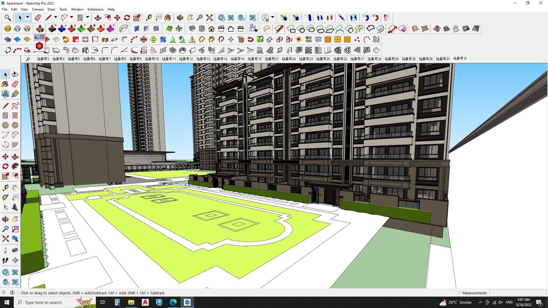  7 star hotel building Master plan sketchup model 3D model_3