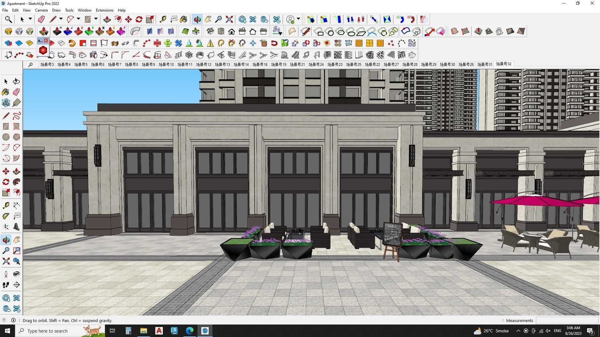  7 star hotel building Master plan sketchup model 3D model_8