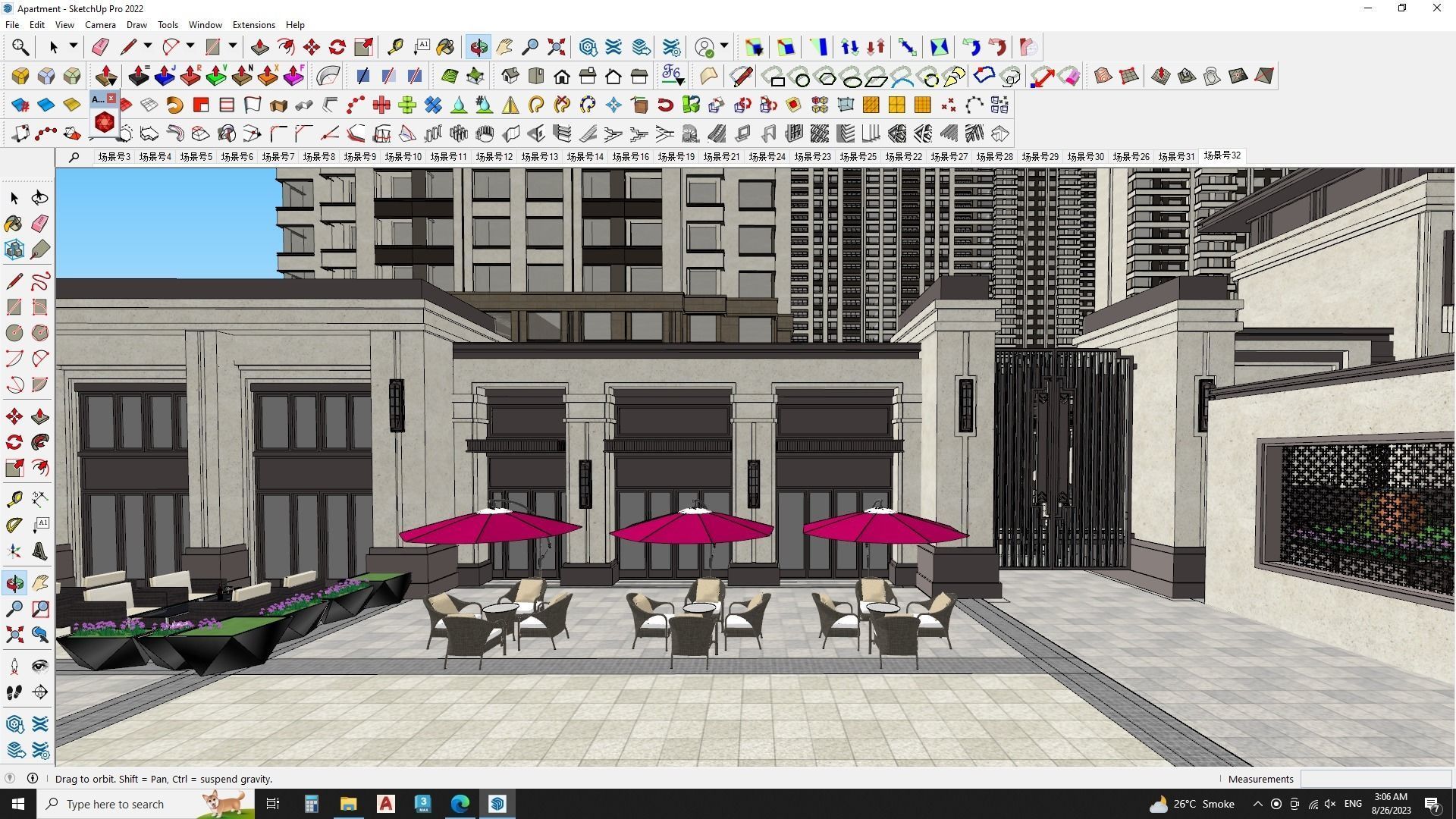  7 star hotel building Master plan sketchup model 3D model_7