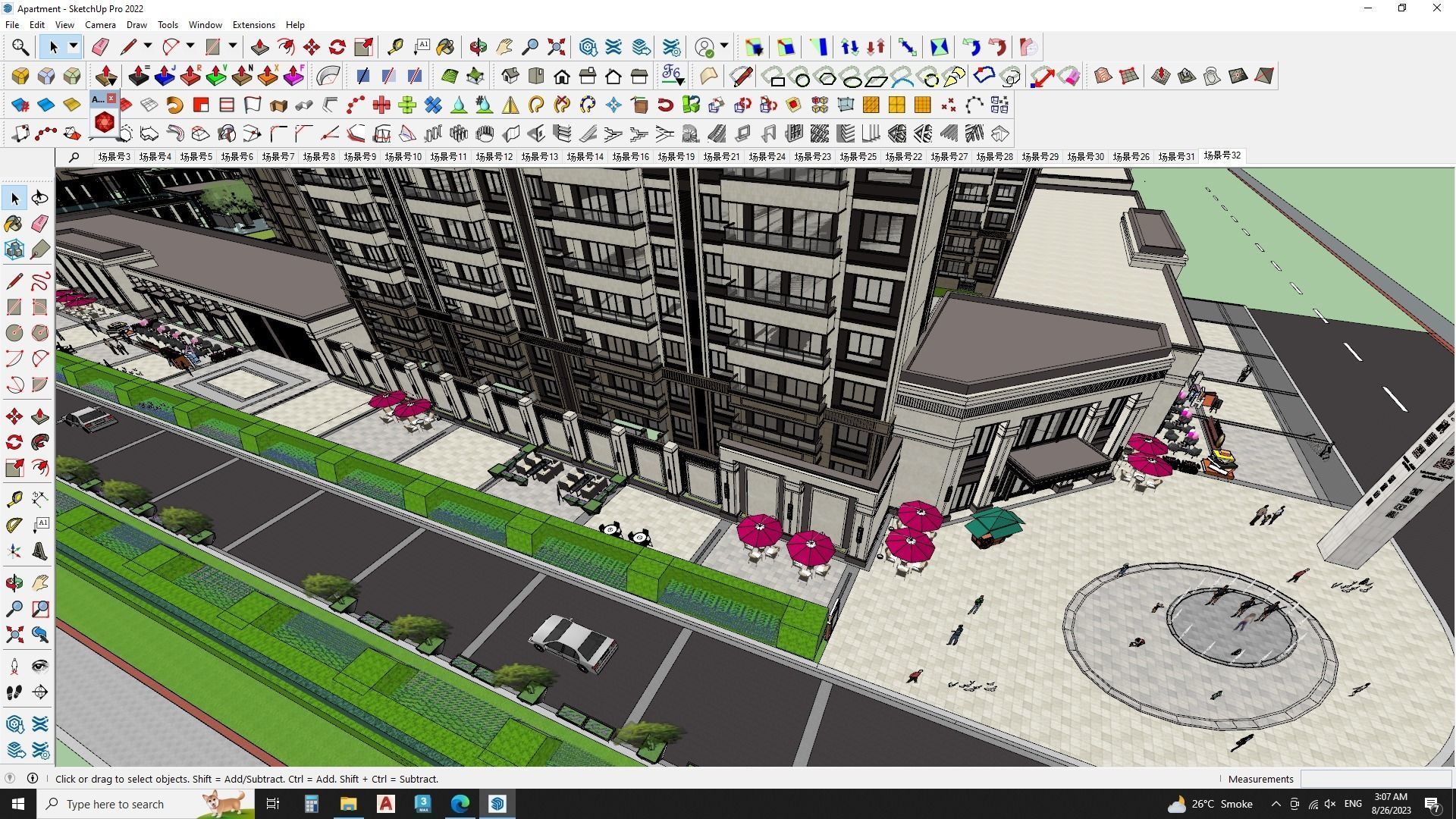  7 star hotel building Master plan sketchup model 3D model_2