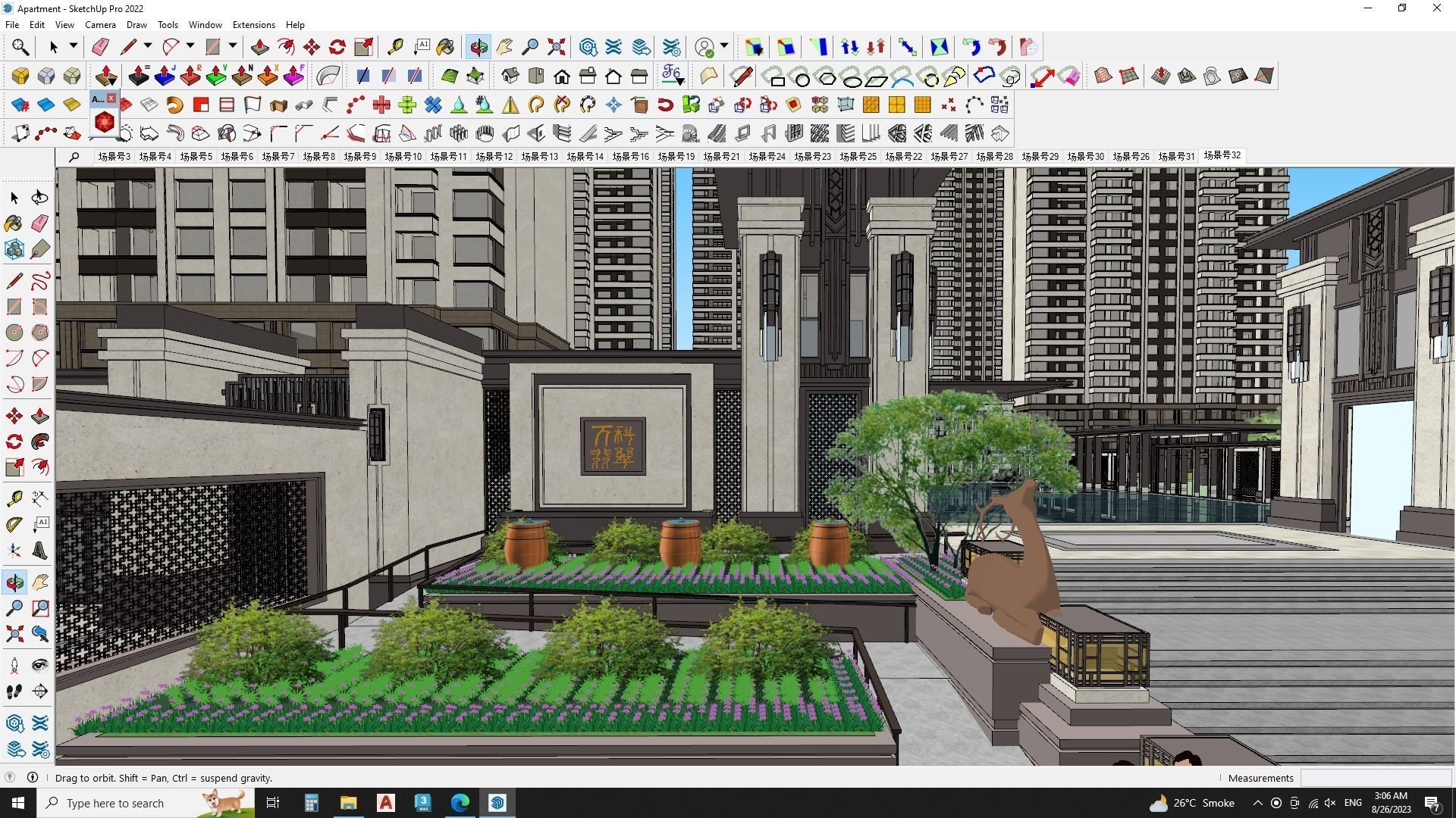  7 star hotel building Master plan sketchup model 3D model_6