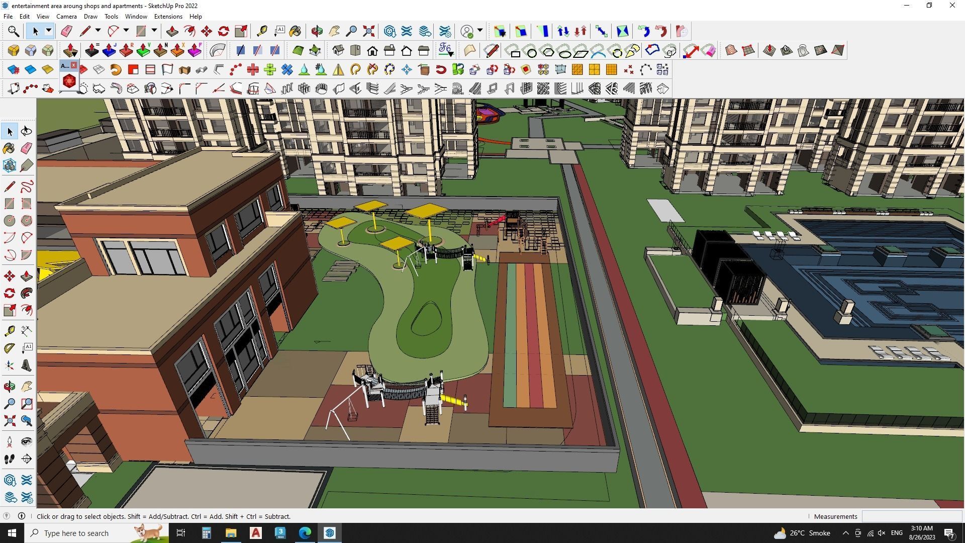 Sketchup model of Master plan Apartment buildings 3D model_4