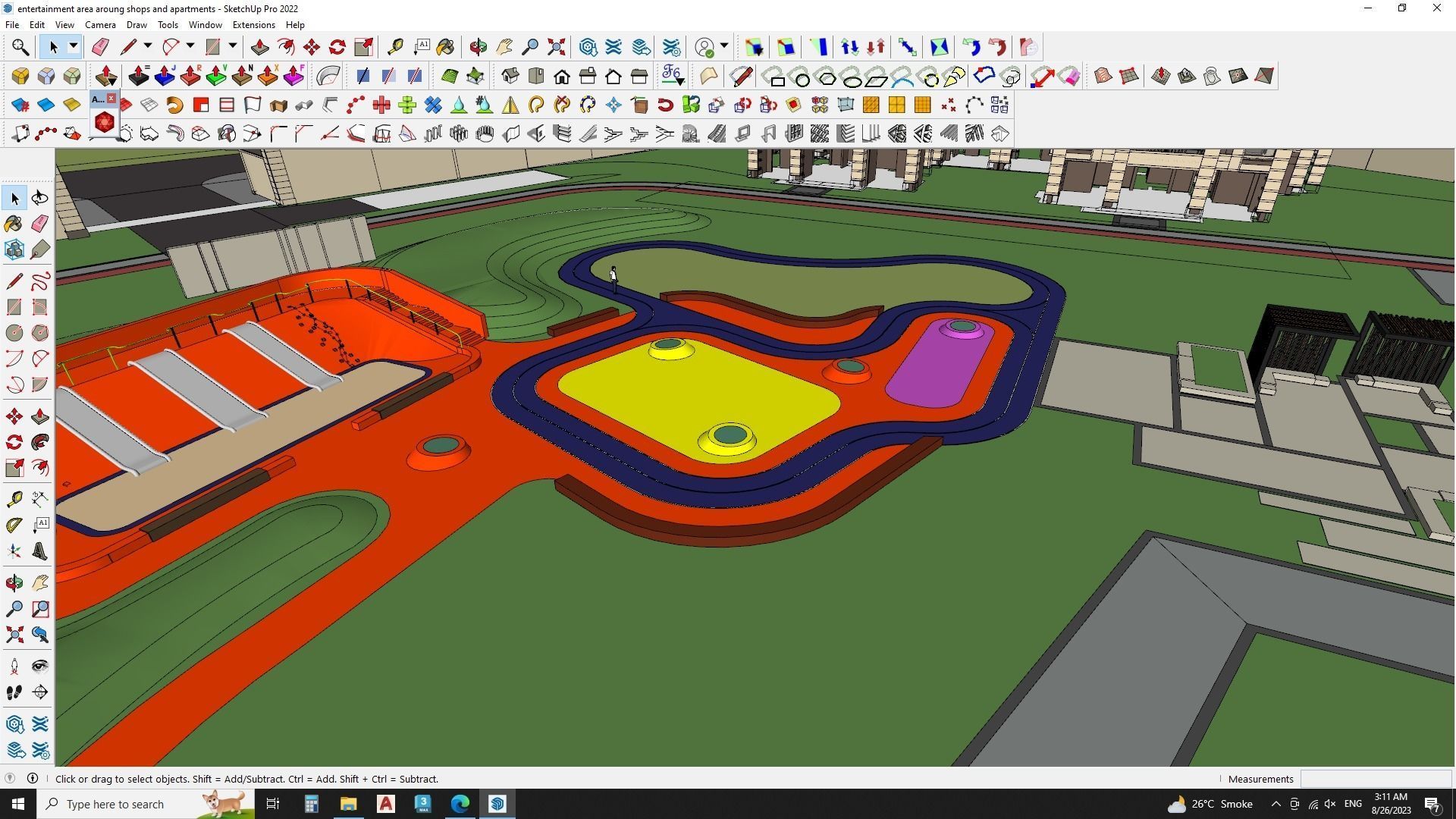 Sketchup model of Master plan Apartment buildings 3D model_8