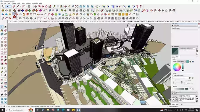 Shopping mall apartments with park sketchup model 3D model