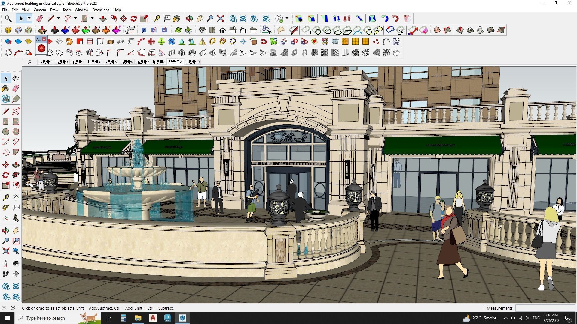Apartment building in classical style sketchup exterior 3D model_3