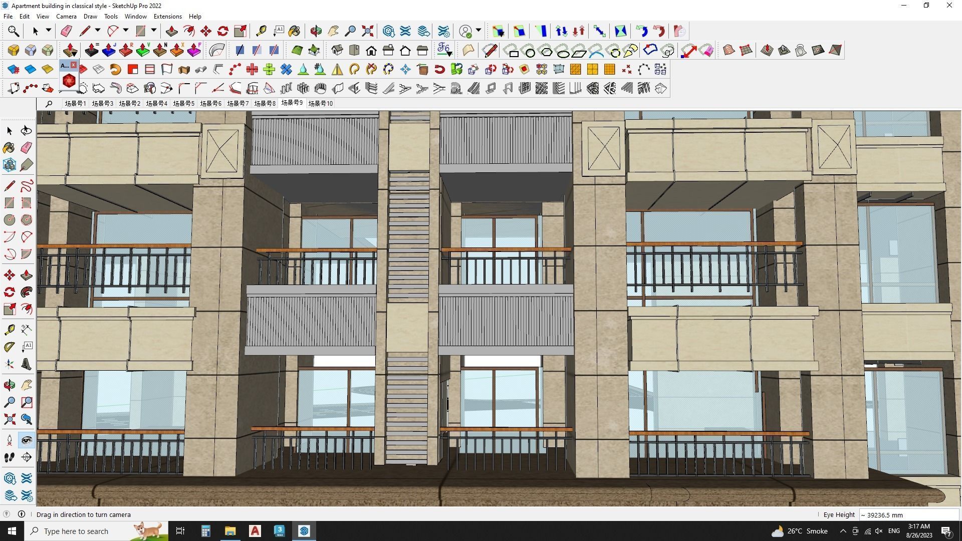 Apartment building in classical style sketchup exterior 3D model_10